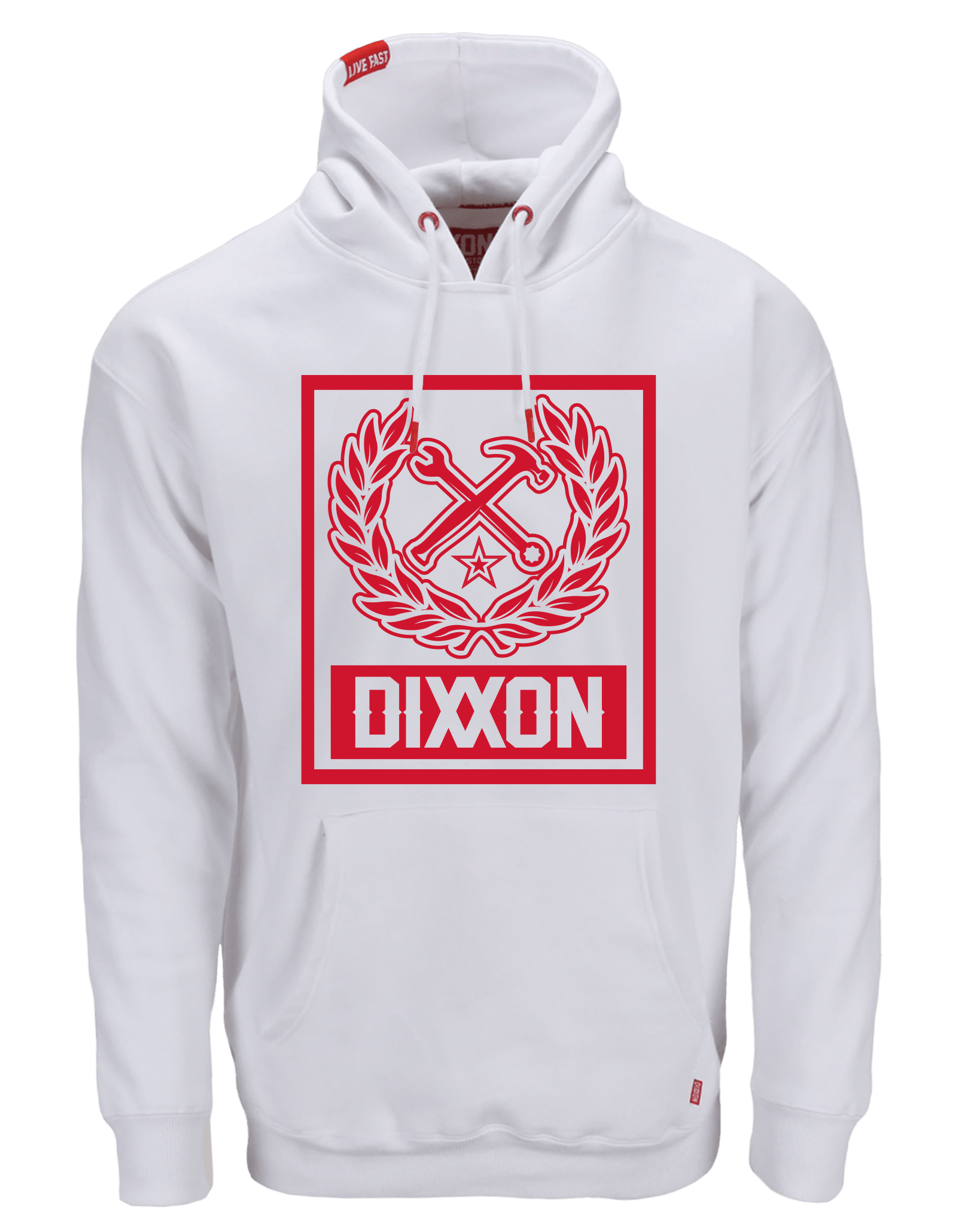 Red Box Crest Pullover Hoodie - White