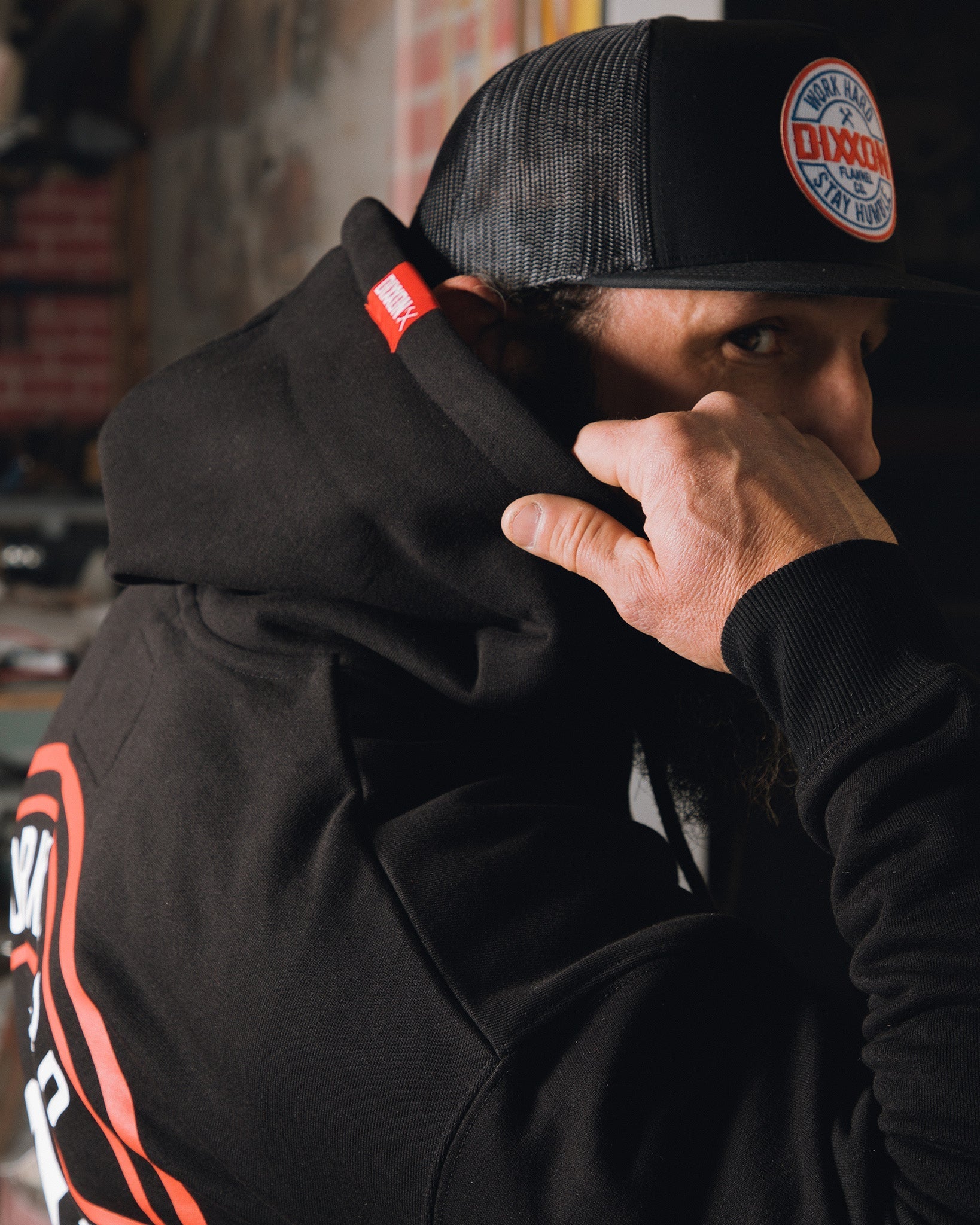 Red Corpo Zip Up Hoodie - Black