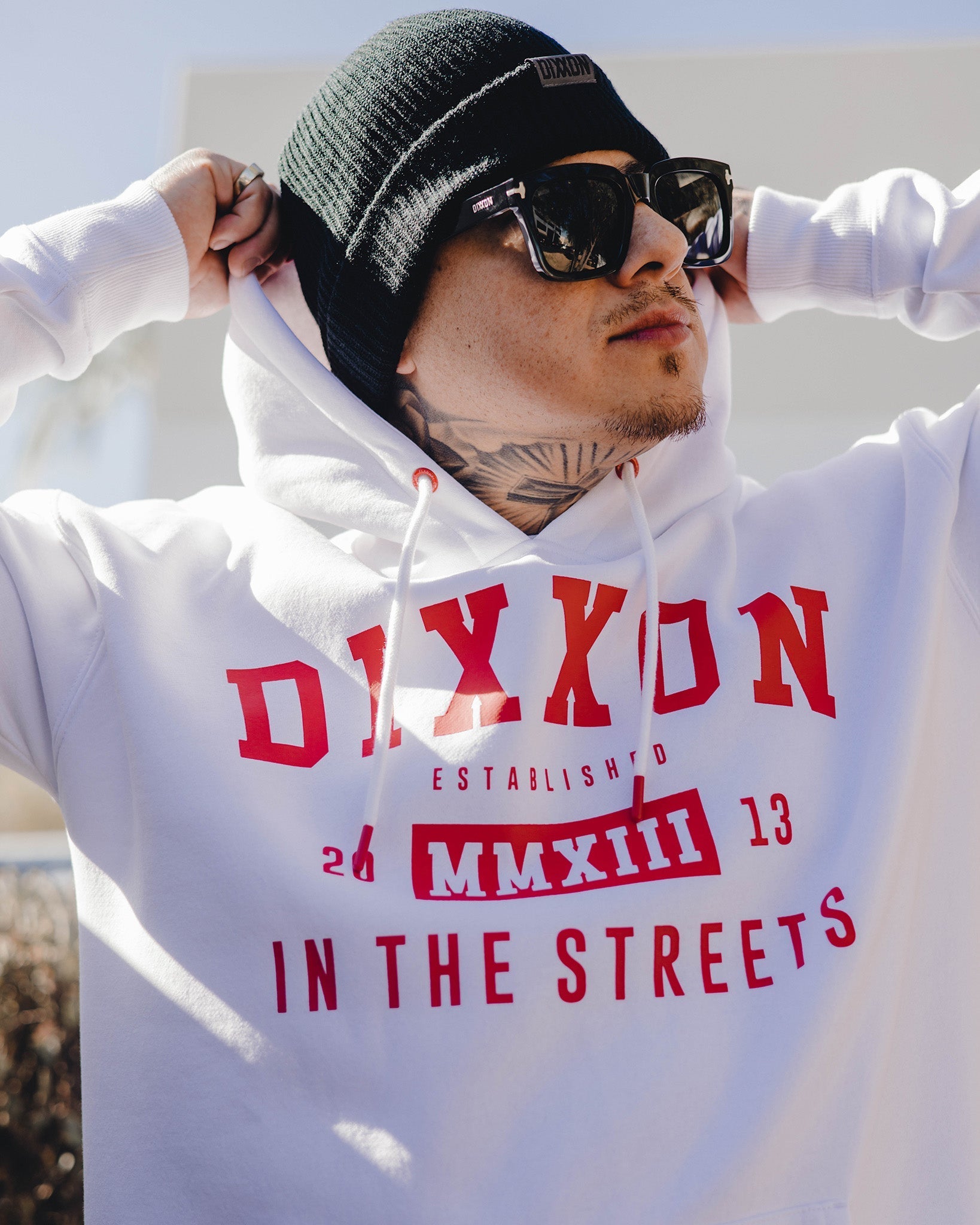 Red In The Streets Pullover Hoodie - White