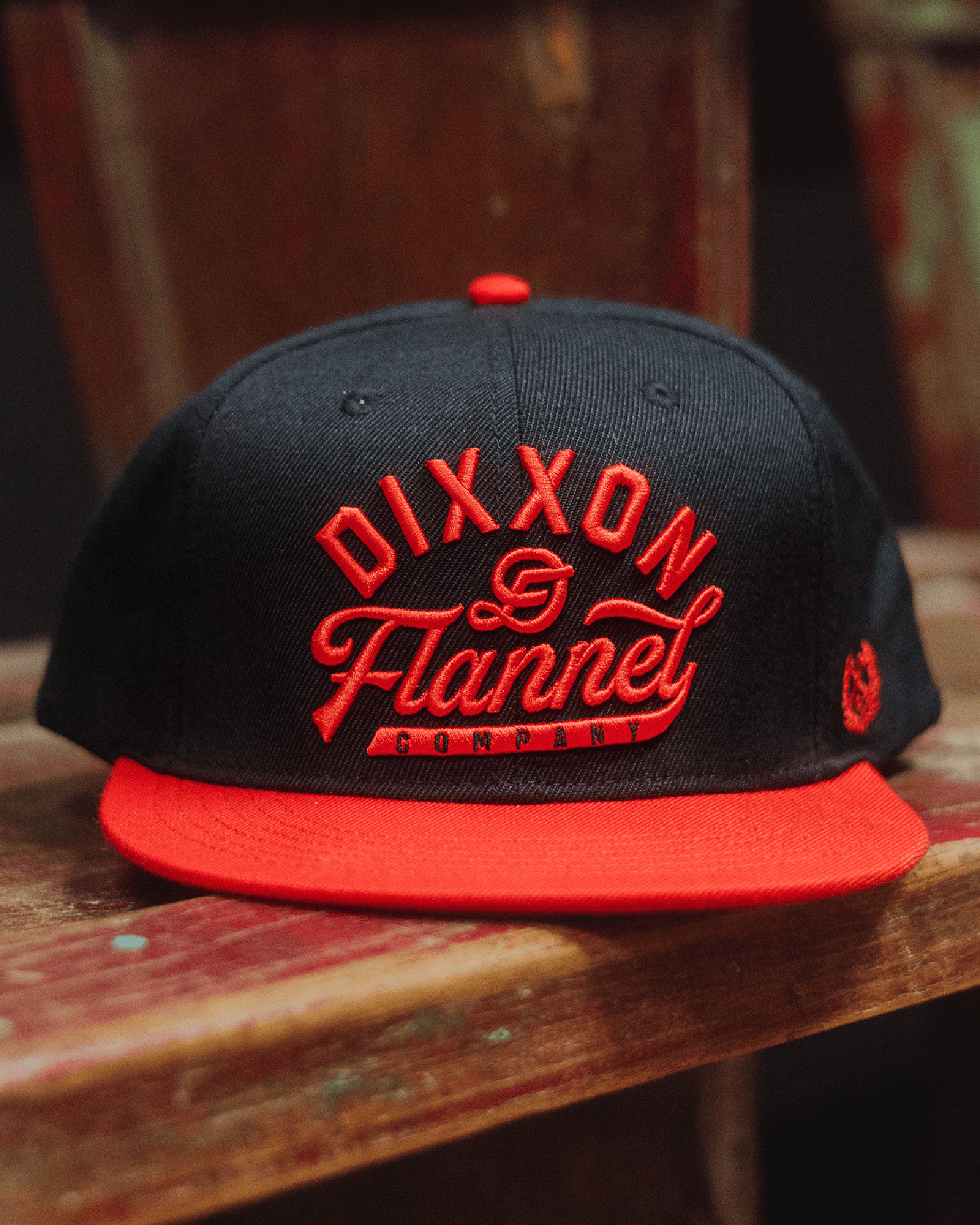 Red Pastime Flat Bill Snapback - Black
