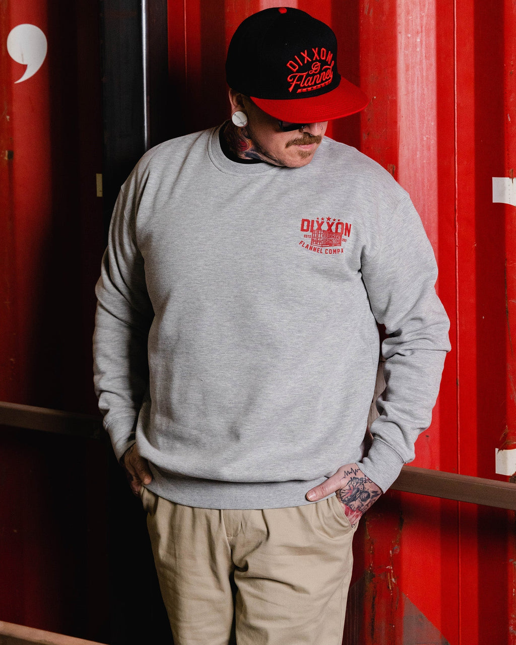 Red Shop Crewneck Sweatshirt - Heather Gray