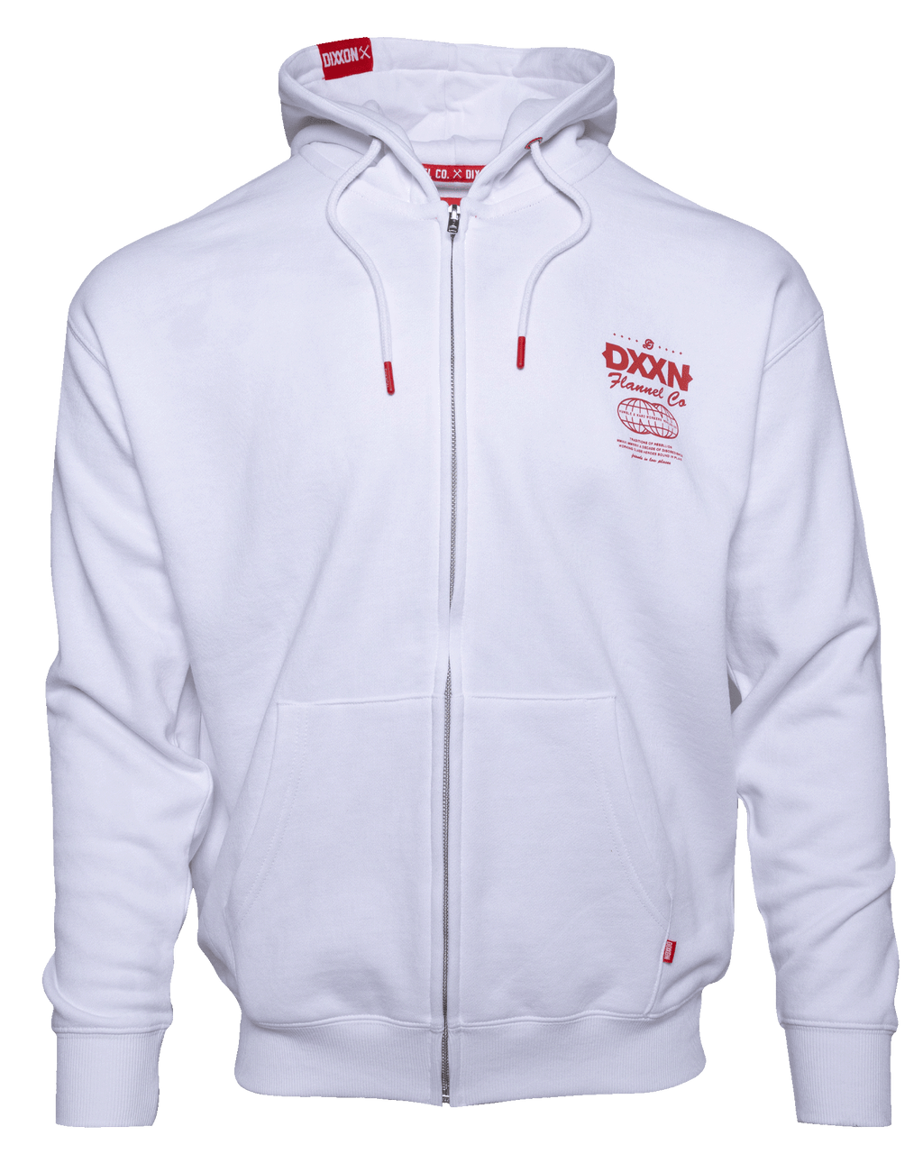Red Tech Zip Up Hoodie - White