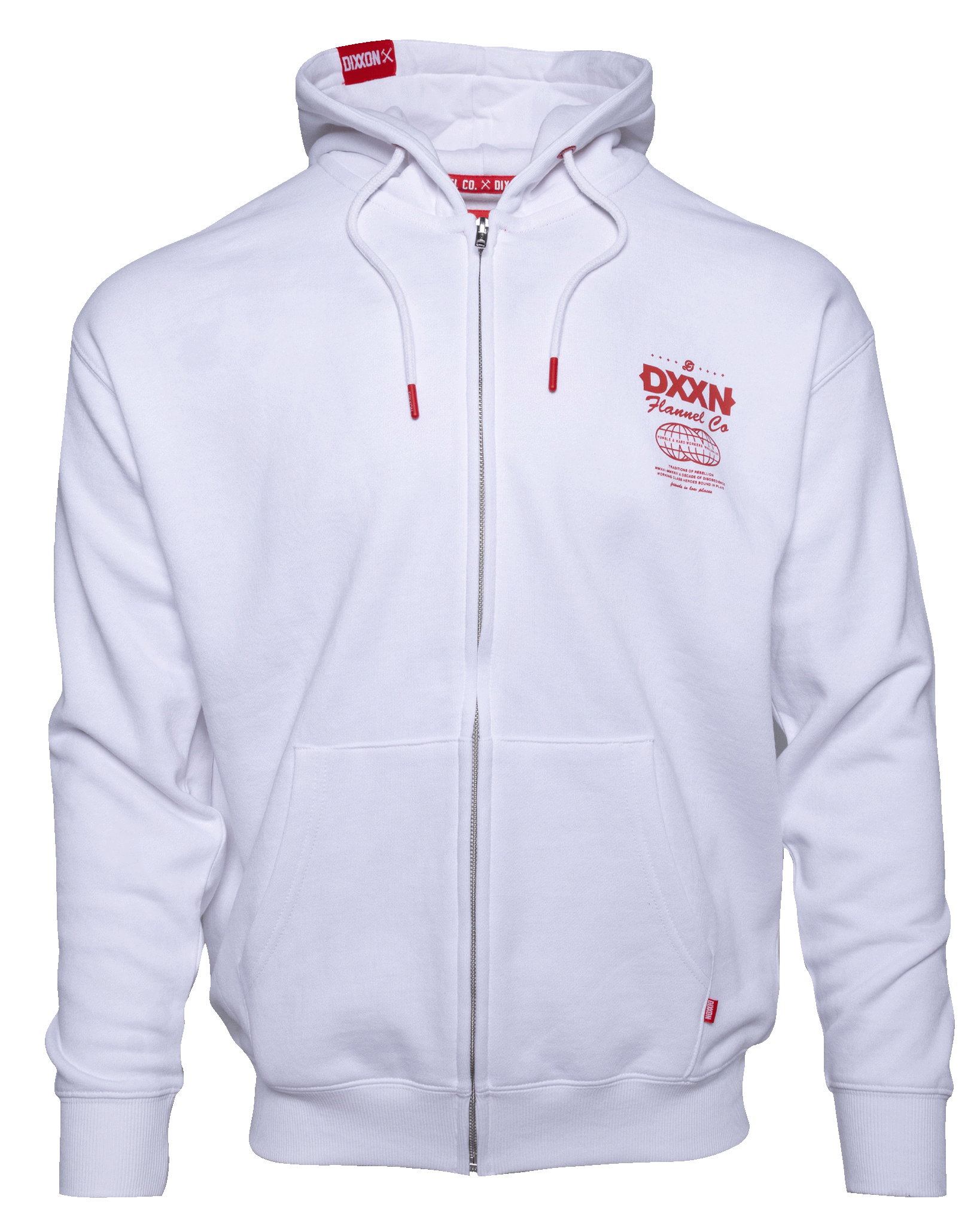 Red Tech Zip Up Hoodie - White