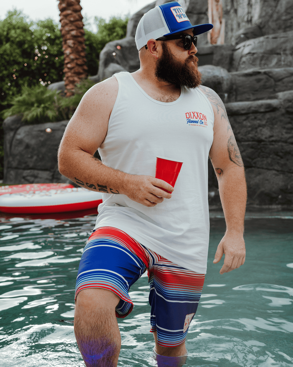 Red, White, & Blue Friends in Low Places Tank - White