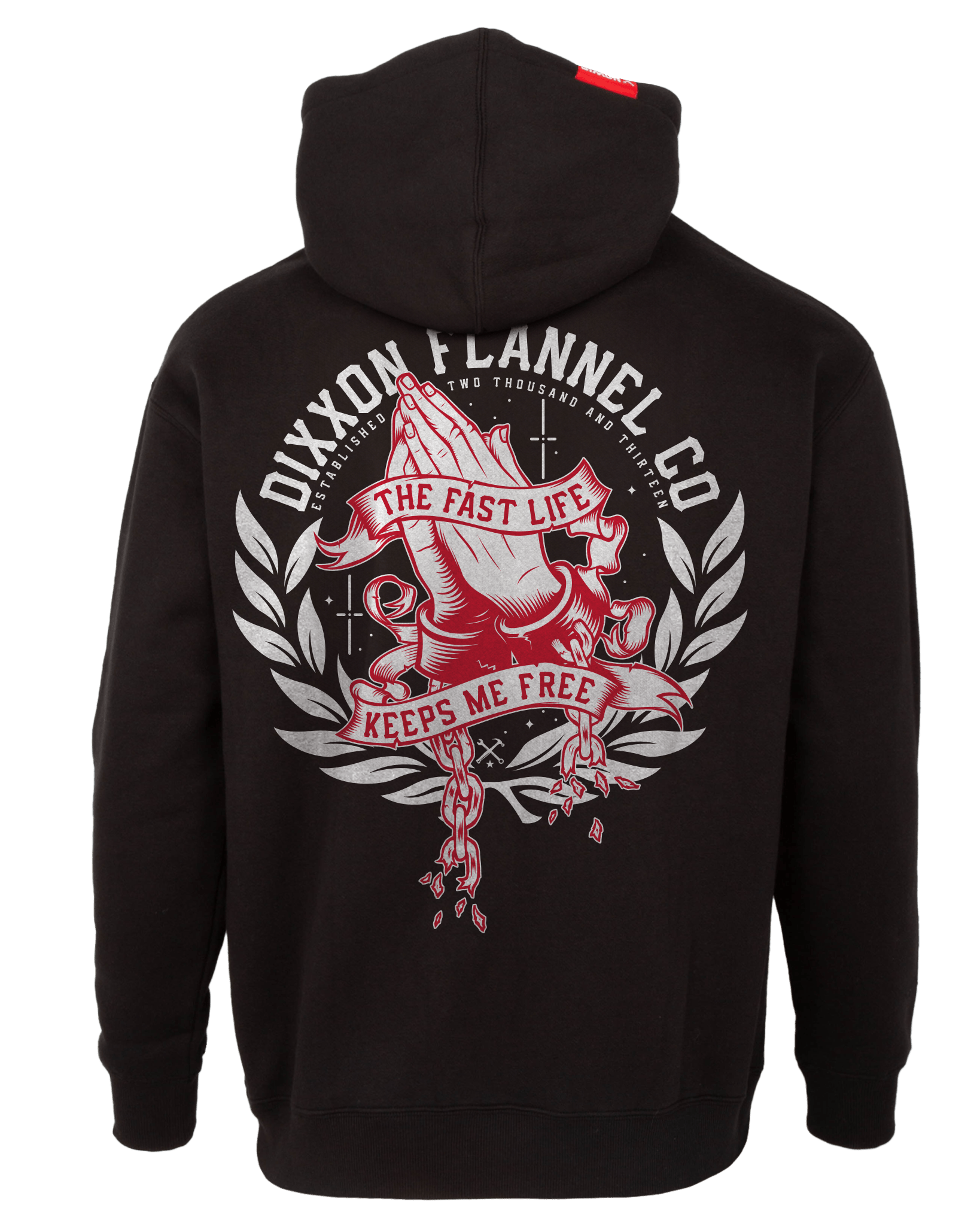 Red & White Otto Zip Up Hoodie - Black