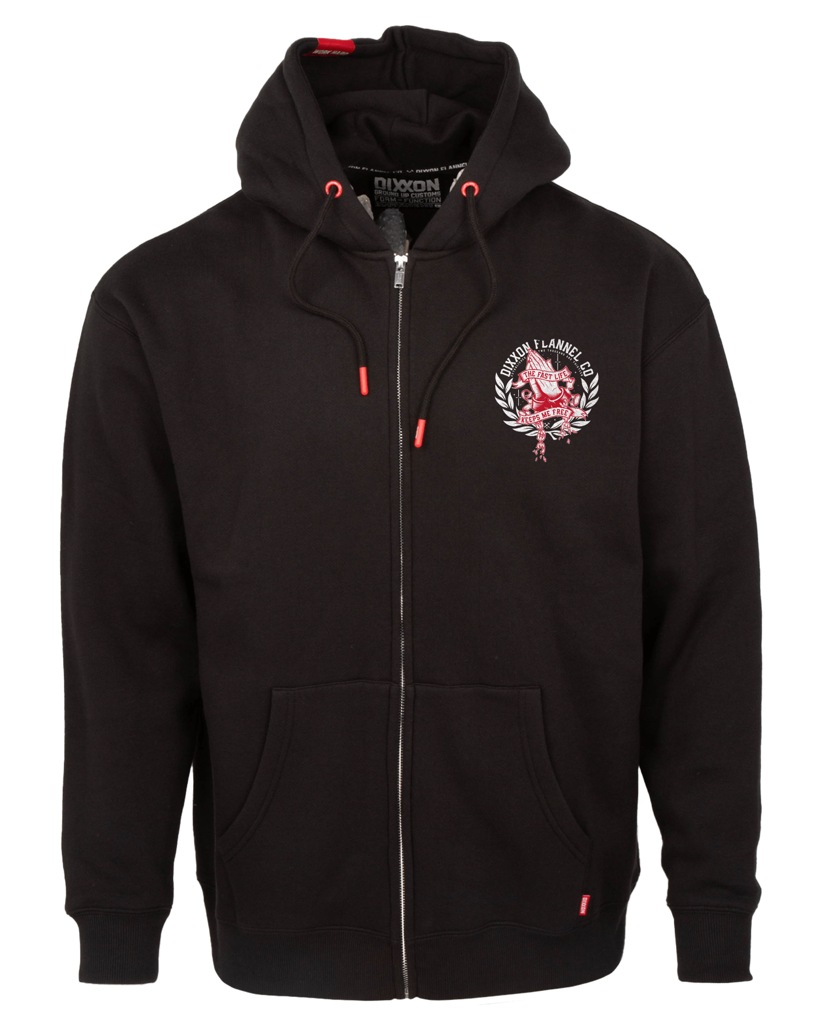 Red & White Otto Zip Up Hoodie - Black