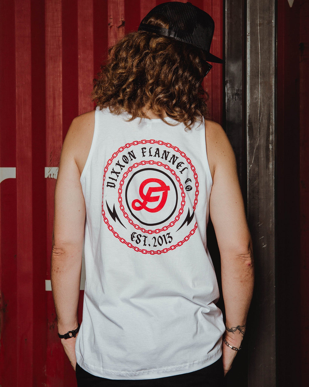 Red & Black Linked Tank - White