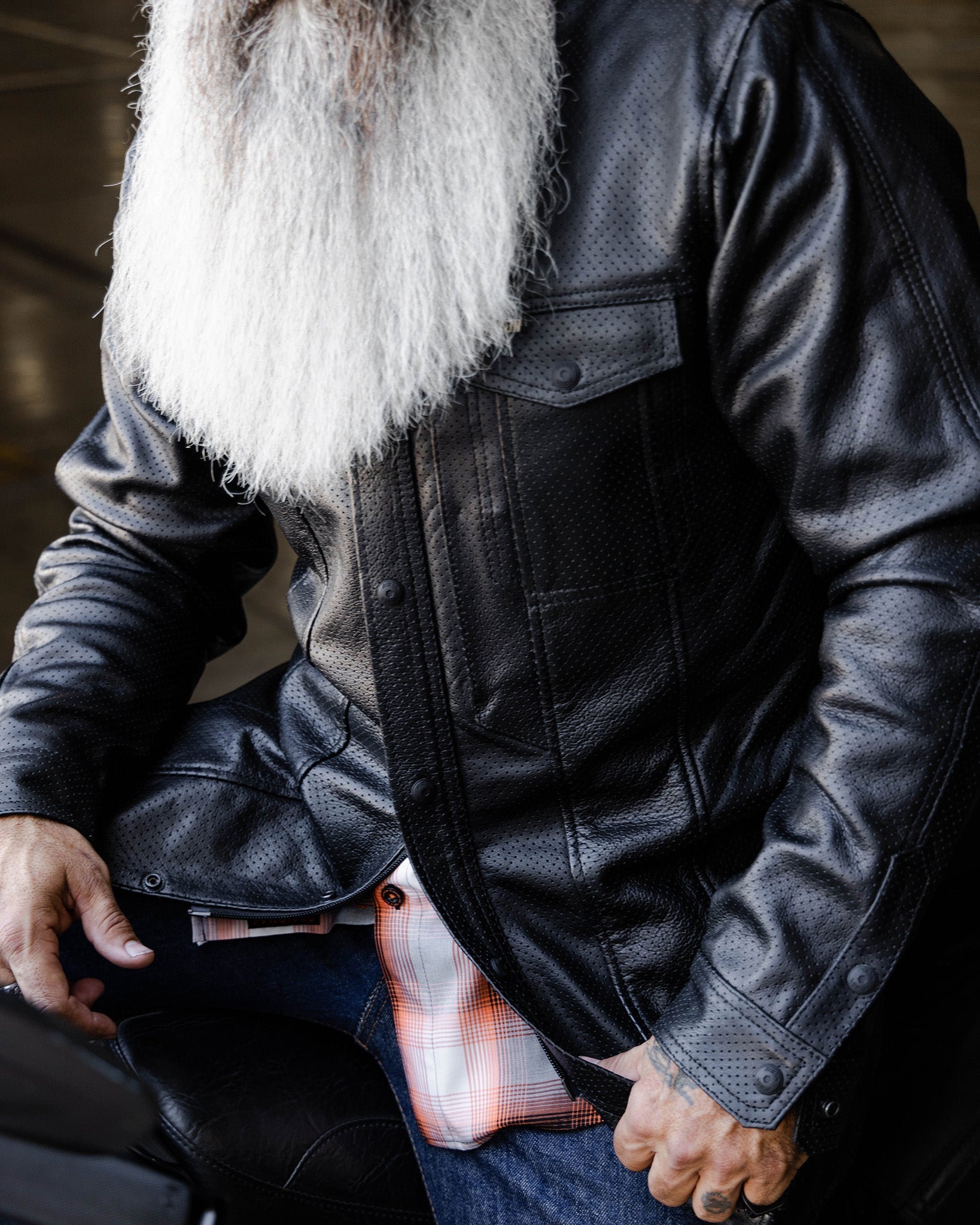 Reno Perforated Leather Shirt