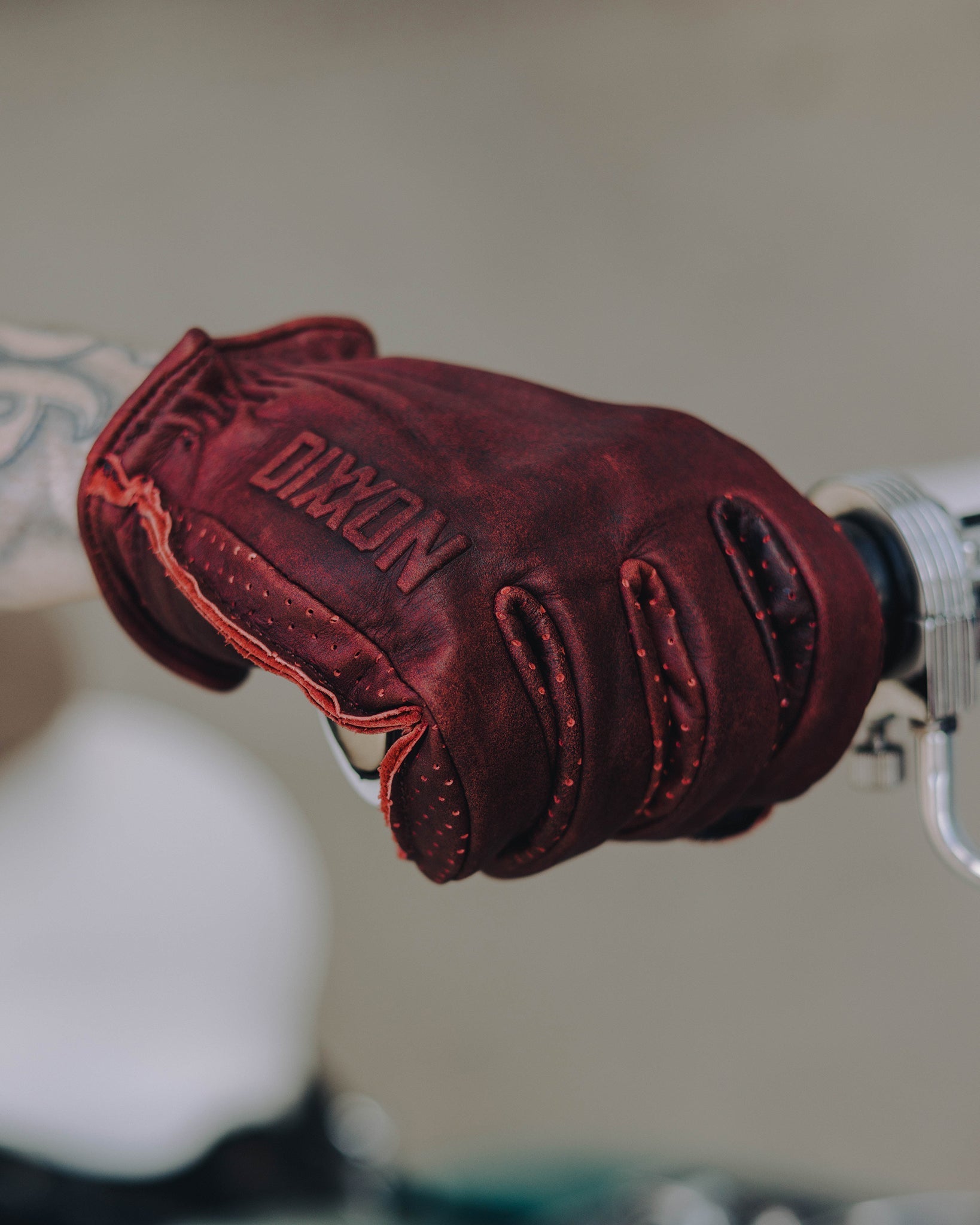 Roper Leather Moto Gloves - Oxblood