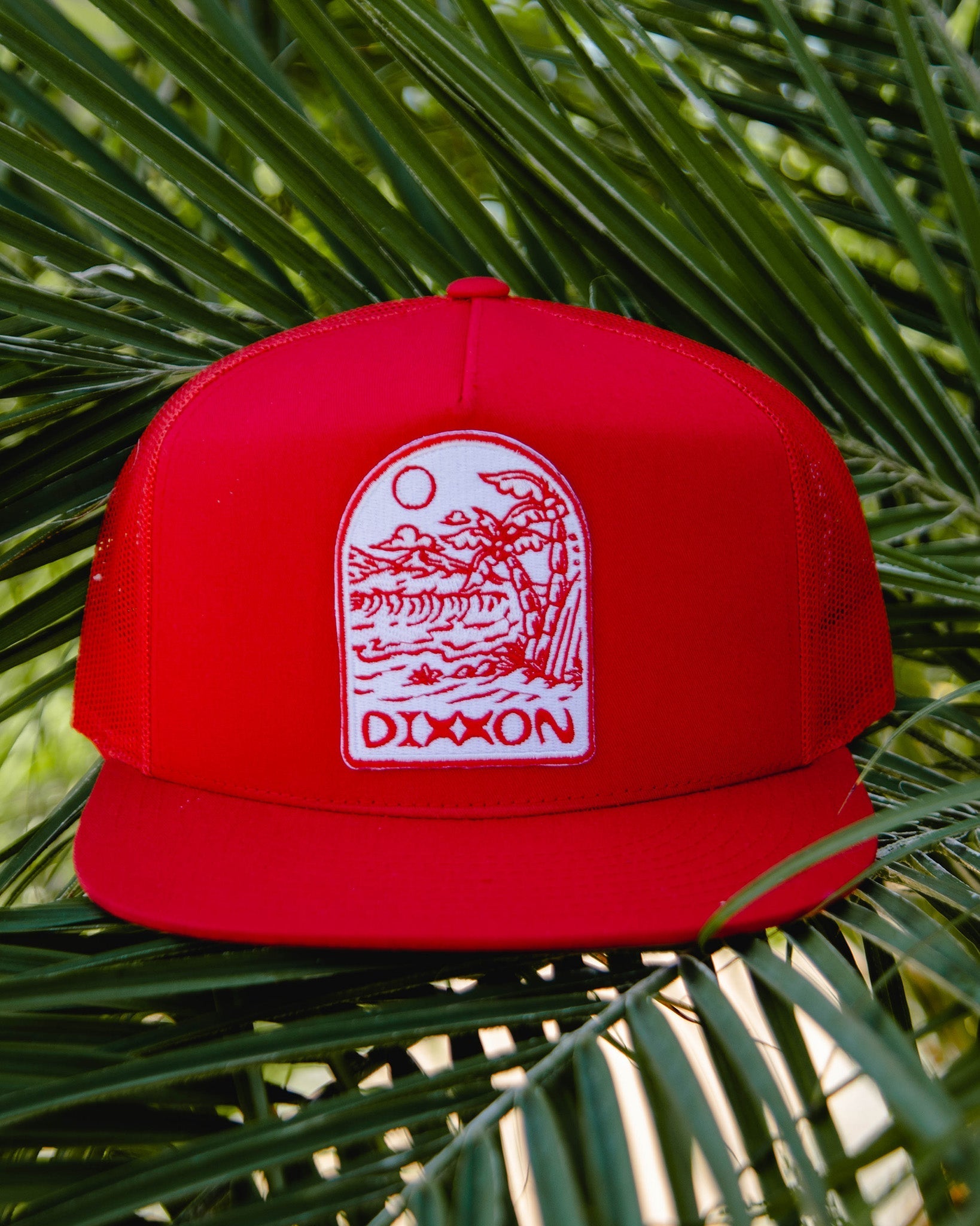 Seaside Flat Bill Trucker Snapback - Red & White