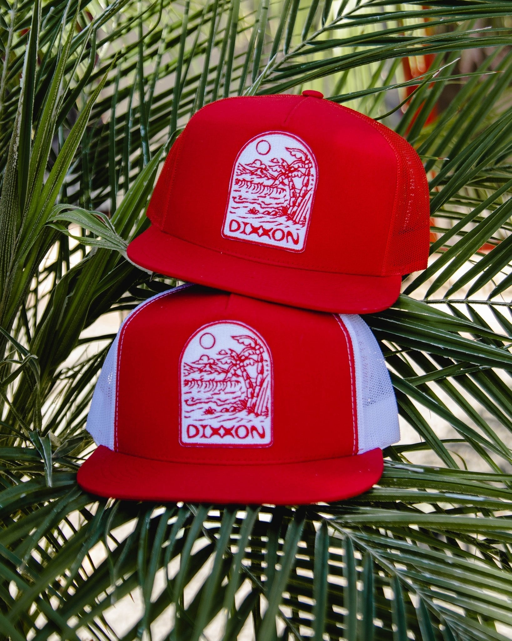 Seaside Flat Bill Trucker Snapback - Red & White