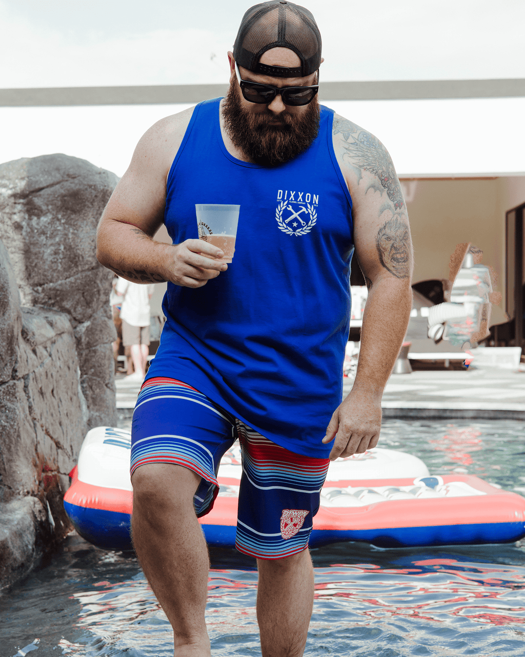 Serape Boardshorts - Red, White, & Blue