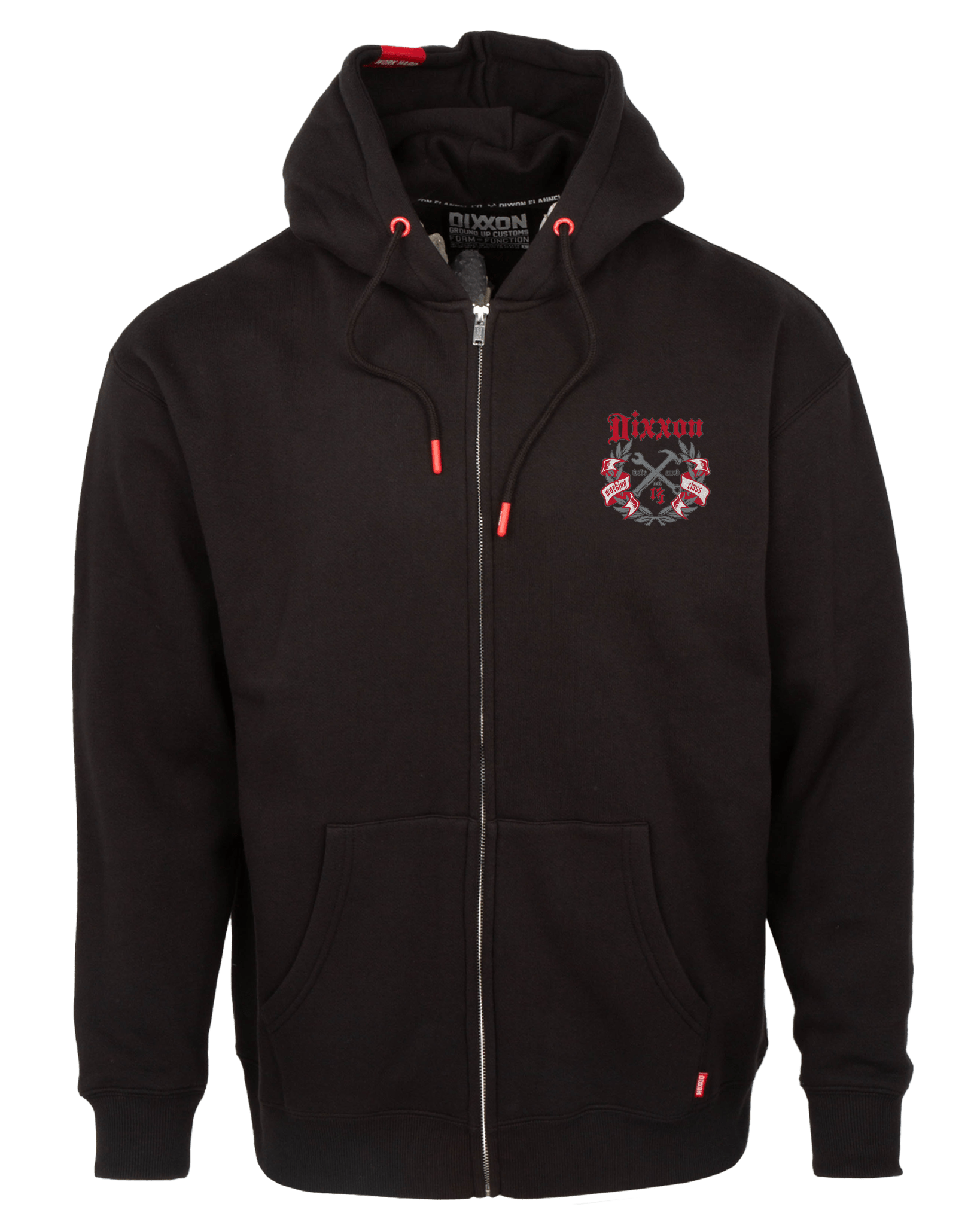 Gray & Red Award Crest Zip Up Hoodie - Black