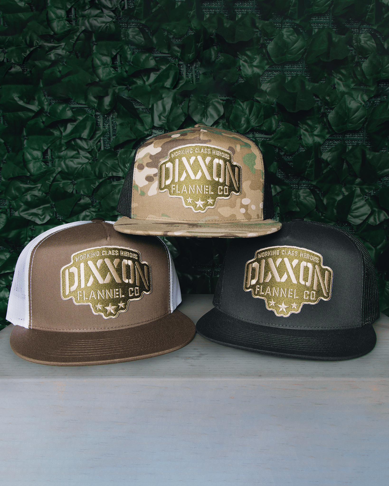 Stencil Logo Flat Bill Trucker Snapback - O.D. Green