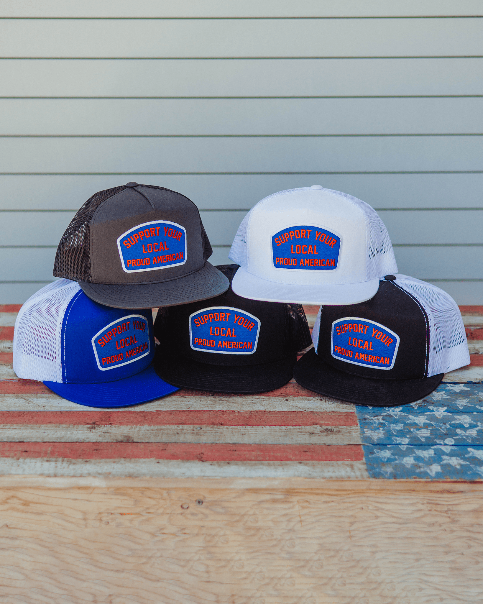 Support Your Local Proud American Flat Bill Trucker Snapback