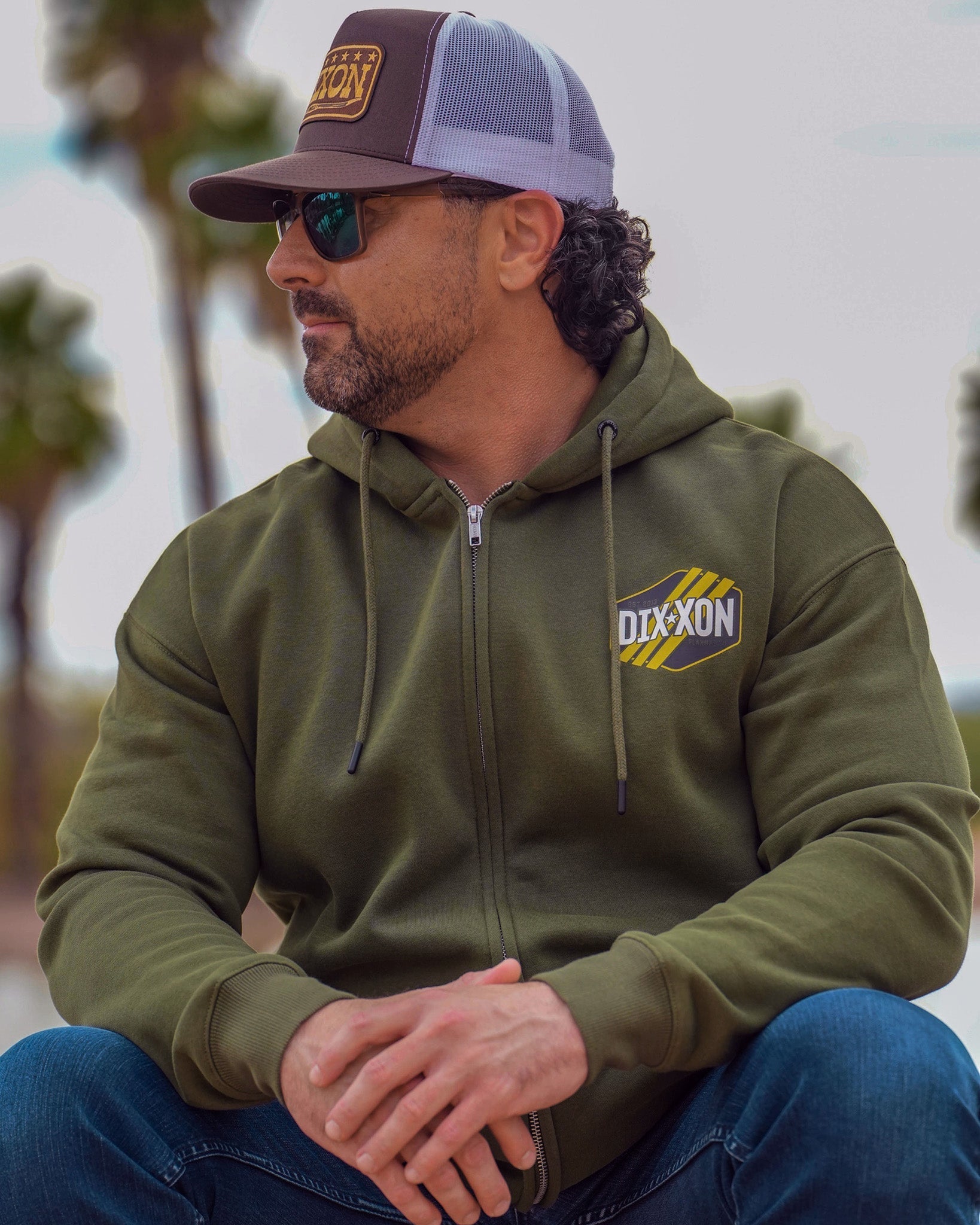 Tactical Badge Zip Up Hoodie - O.D. Green