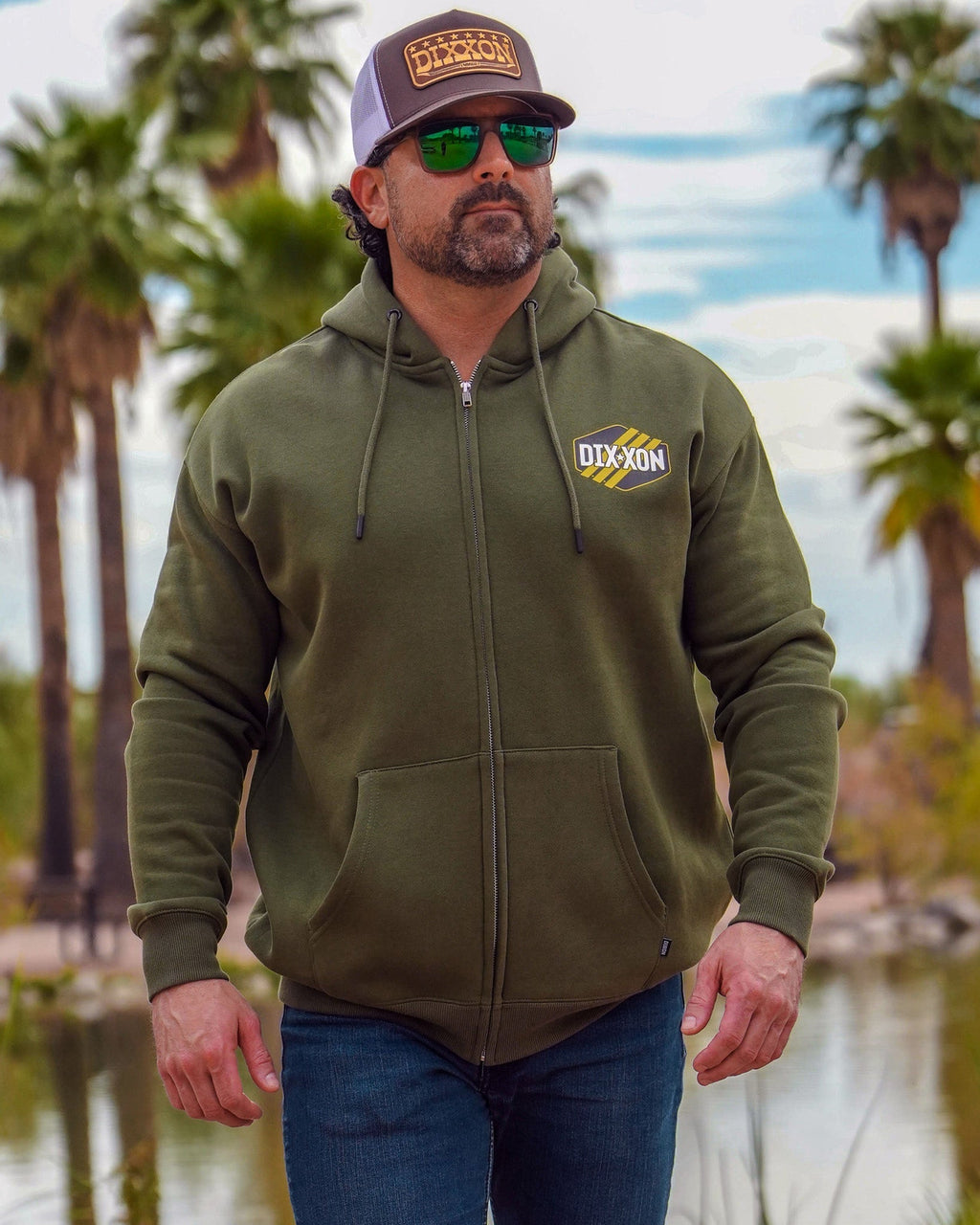 Tactical Badge Zip Up Hoodie - O.D. Green