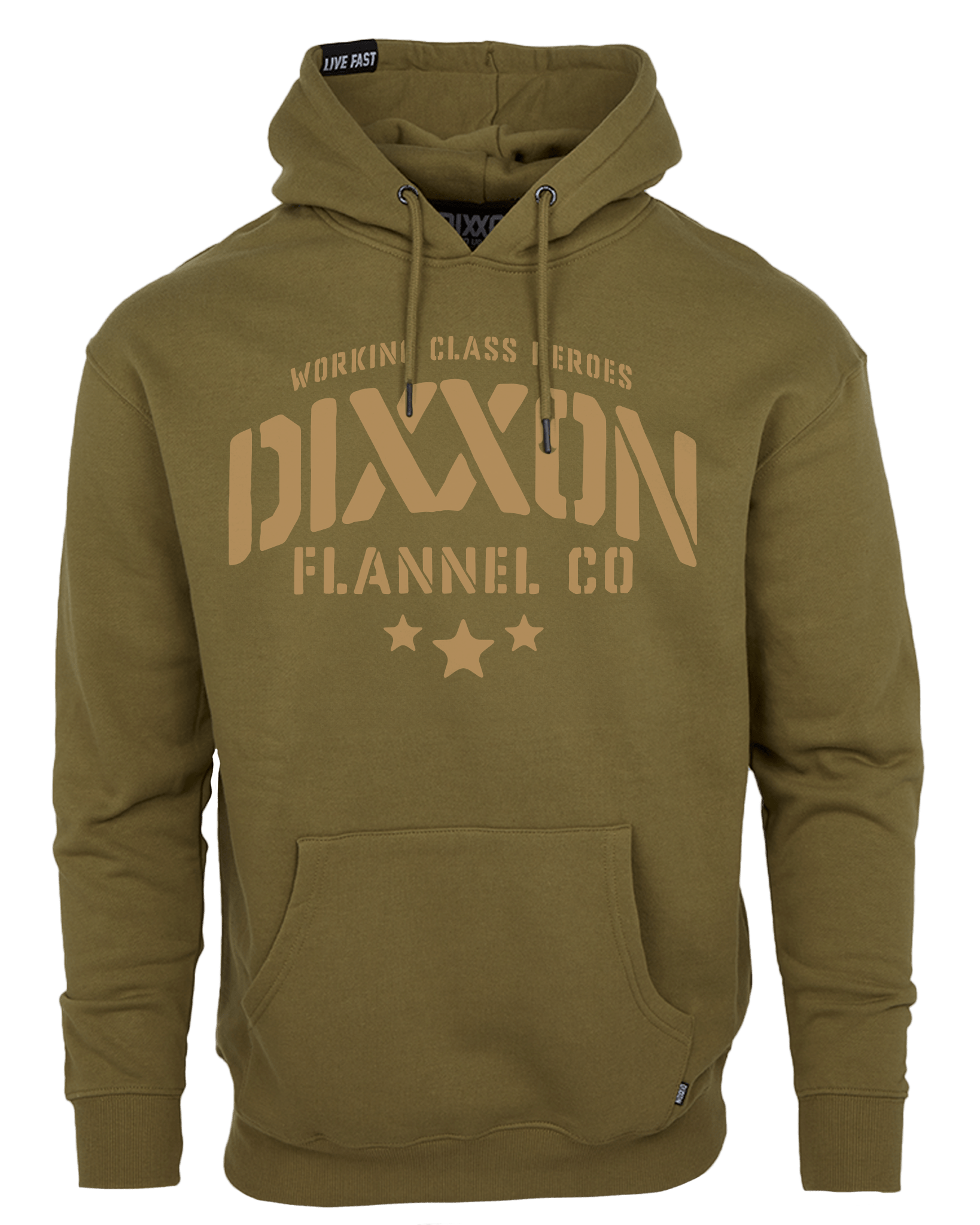 Tan Stencil Pullover Hoodie - O.D. Green