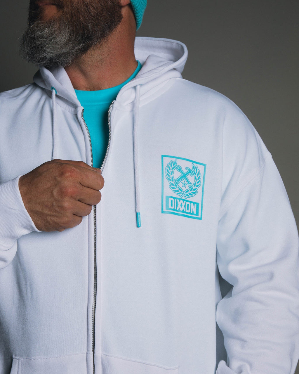 Tiffany Box Crest Zip Up Hoodie - White