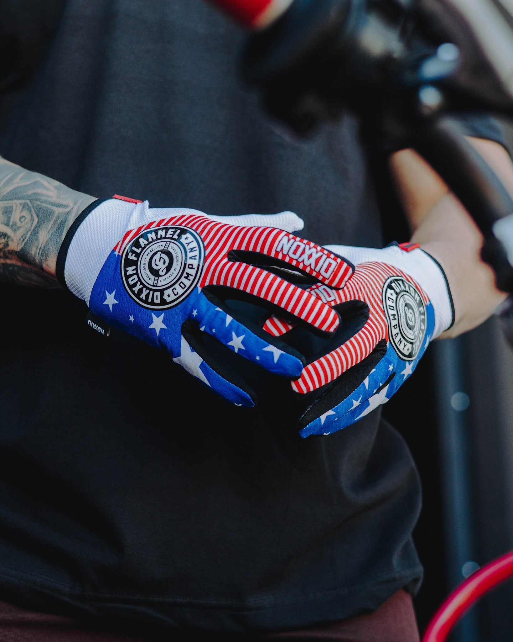Traditions of Rebellion Moto Gloves - Red, White, & Blue