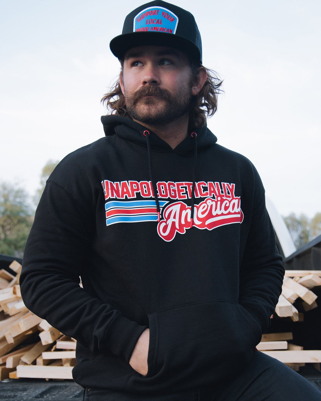Unapologetically American Pullover Hoodie - Black