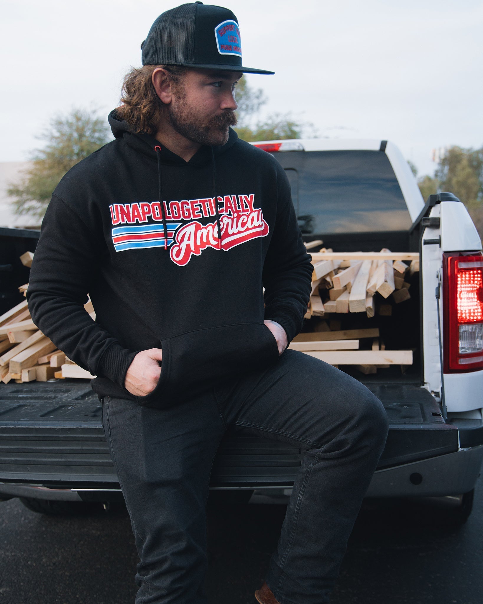 Unapologetically American Pullover Hoodie - Black