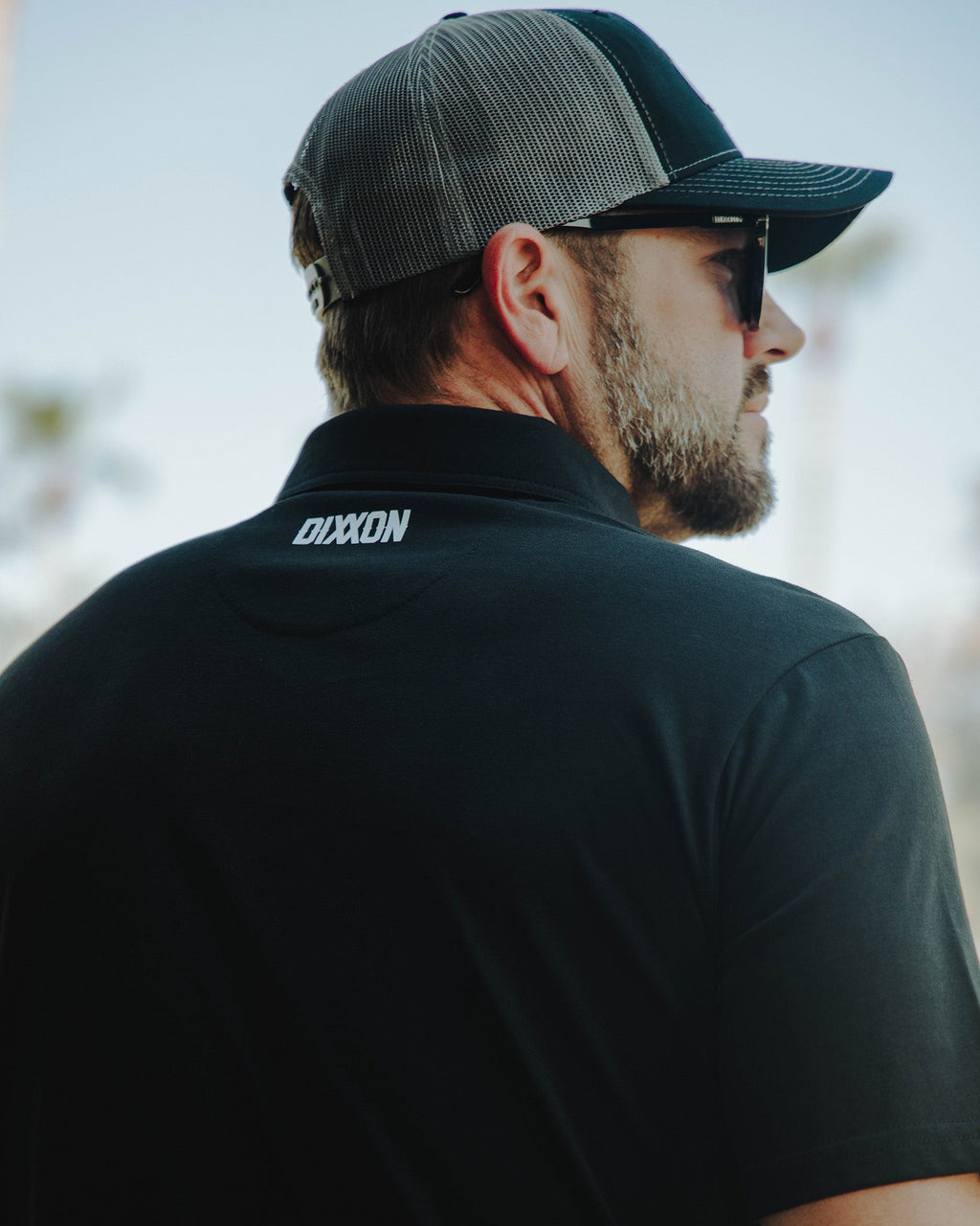 White & Black Floral Premium Polo - Black