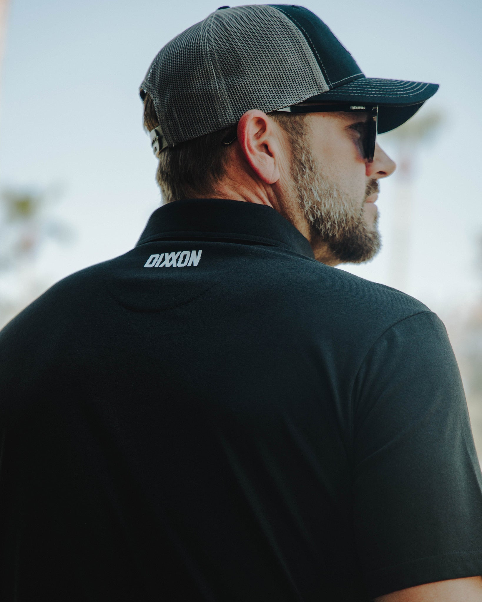 White & Black Floral Premium Polo - Black