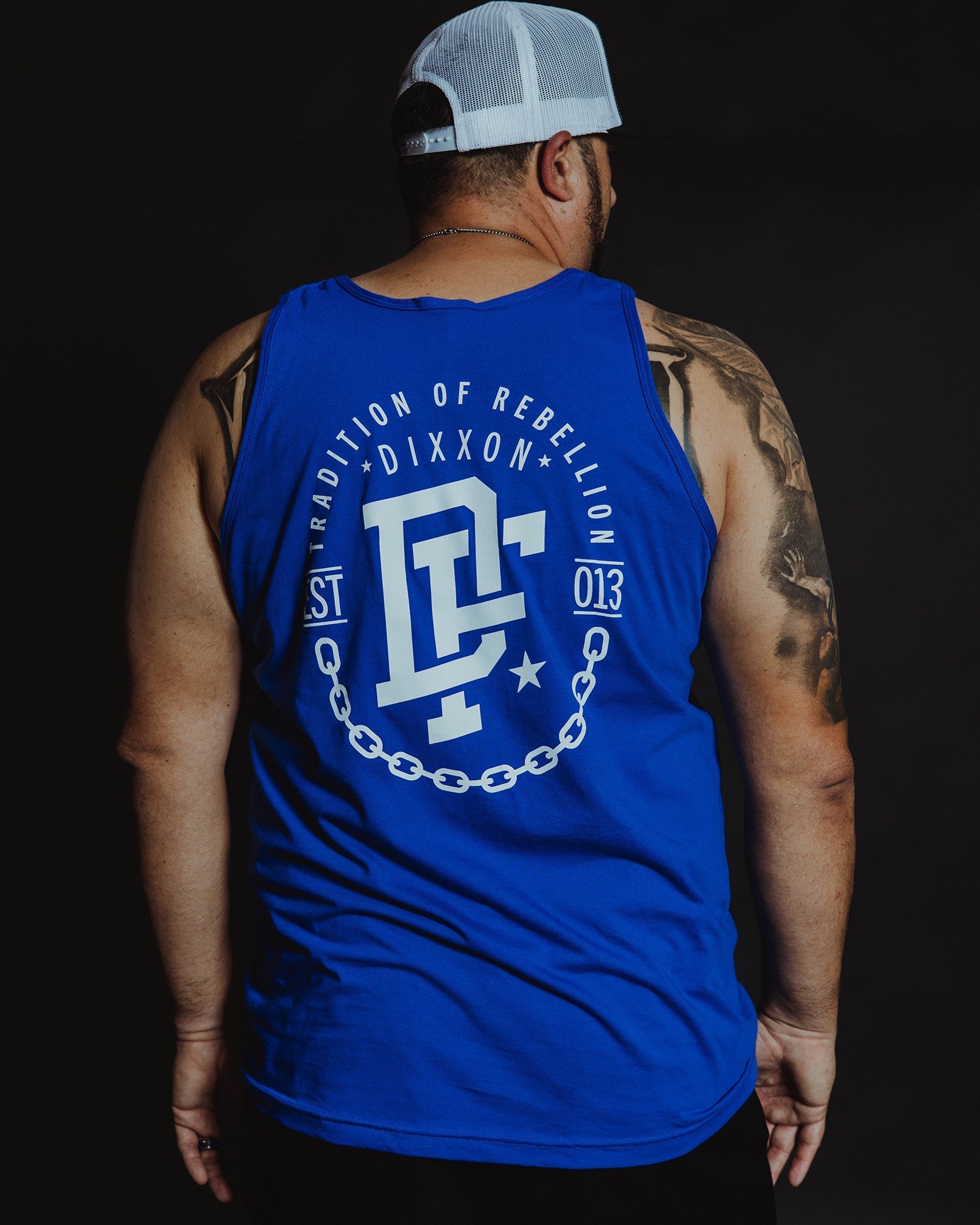 White Disobedience Tank - Blue