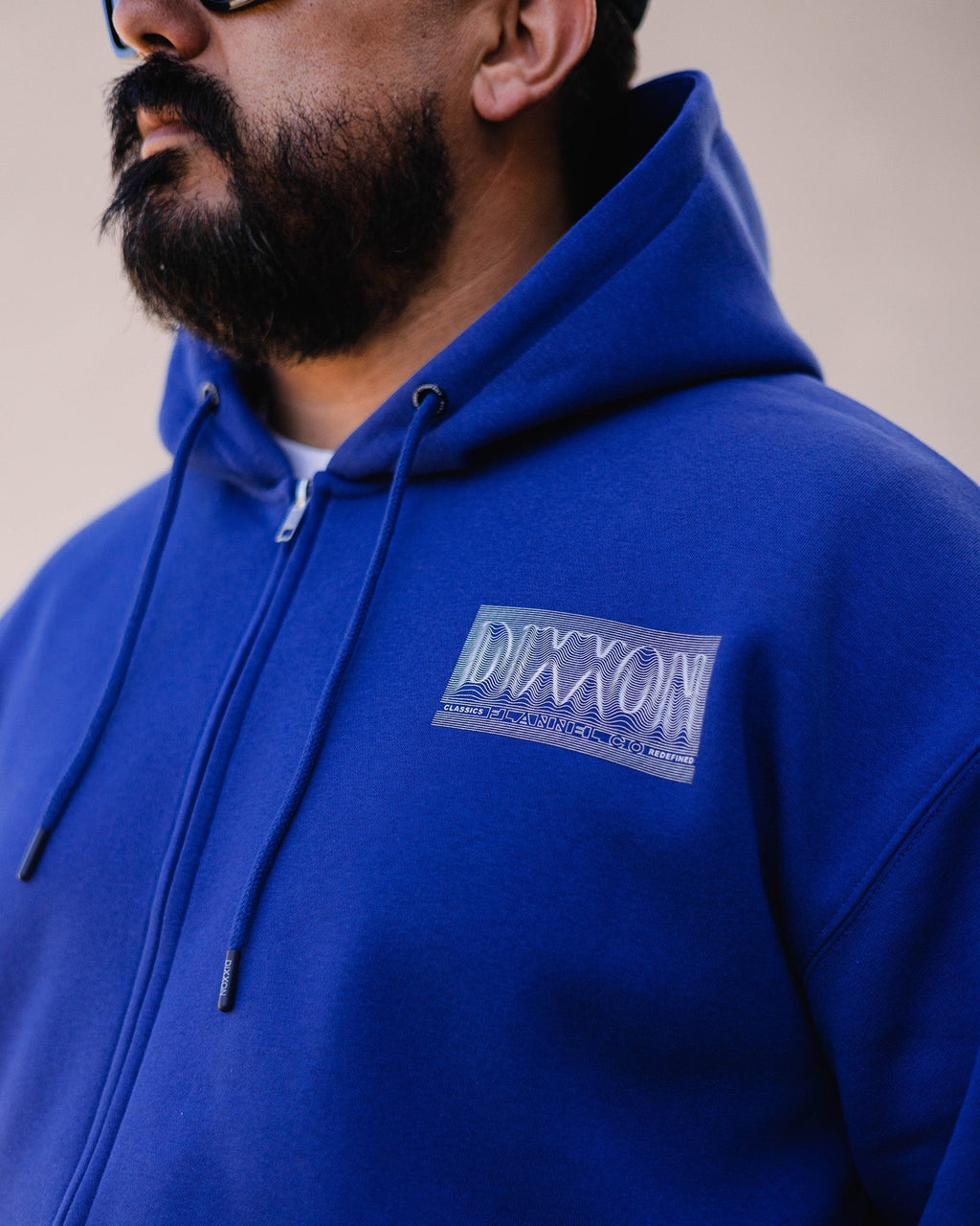 White Epicenter Zip Up Hoodie - Blue