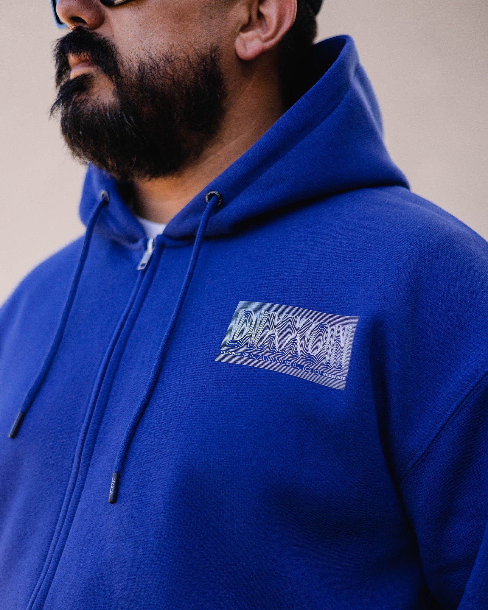 White Epicenter Zip Up Hoodie - Blue