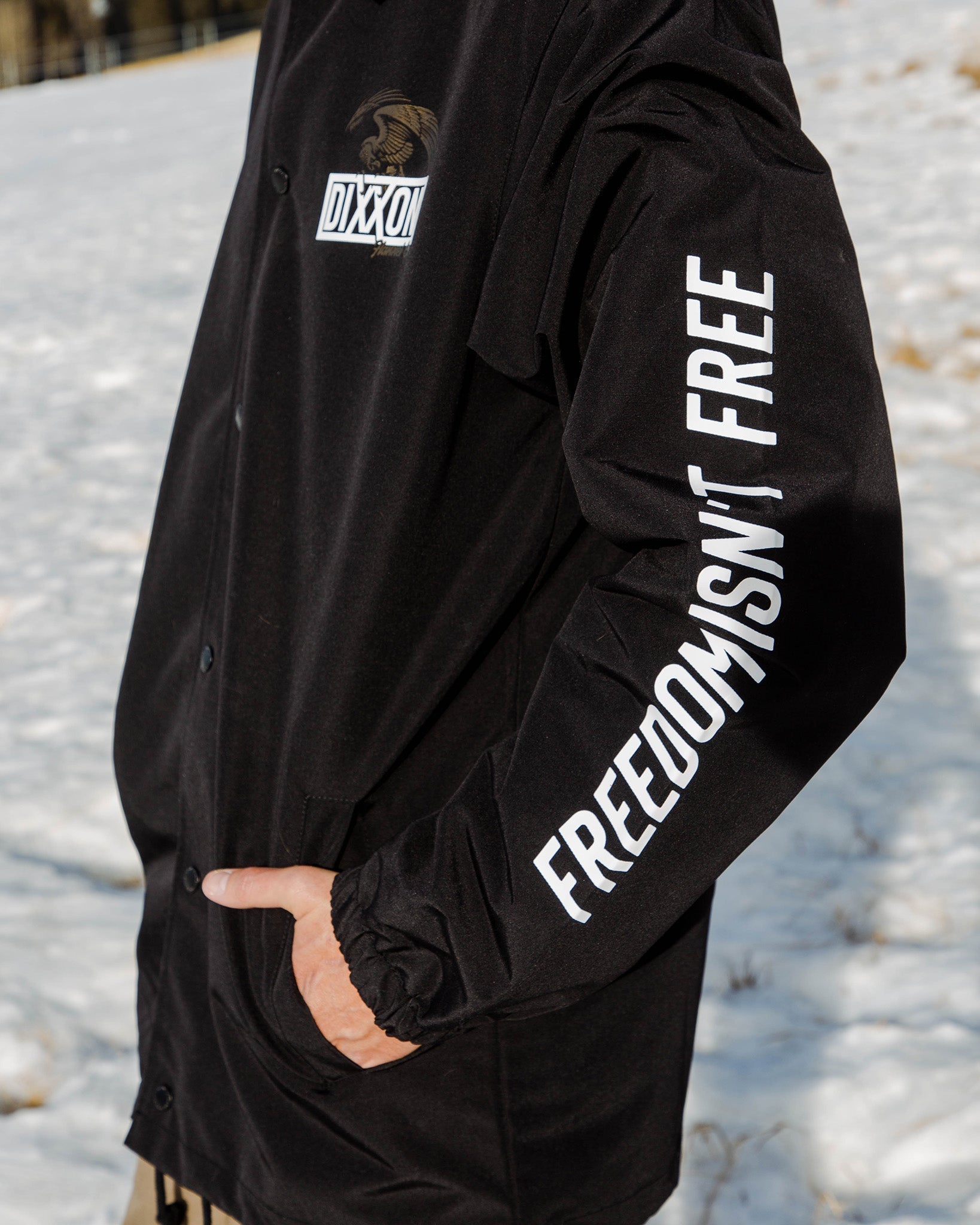 White & Gold Golden Eagle Coaches Jacket - Black