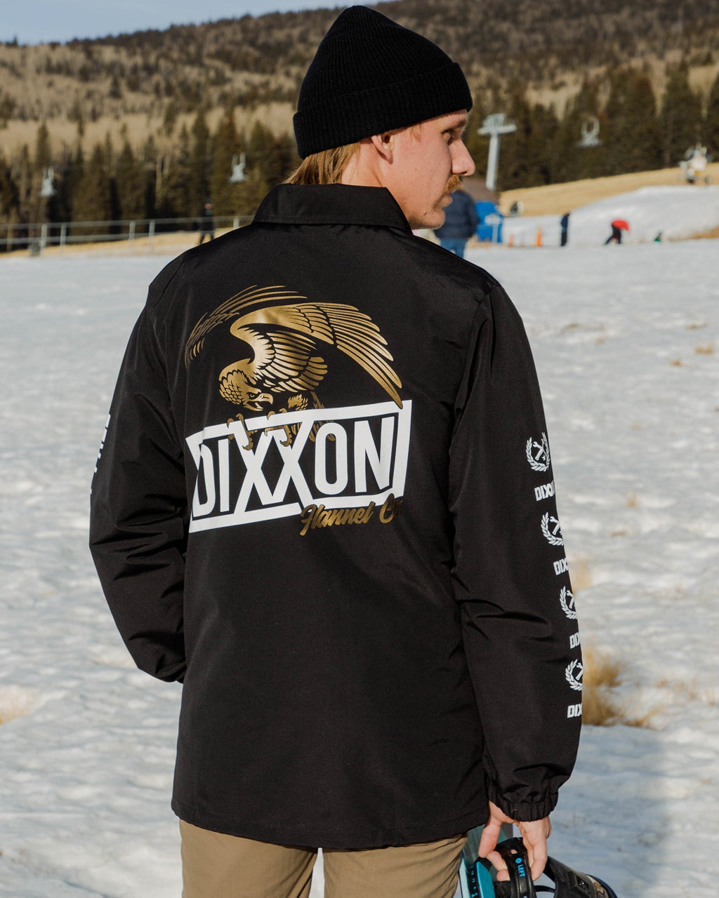 White & Gold Golden Eagle Coaches Jacket - Black