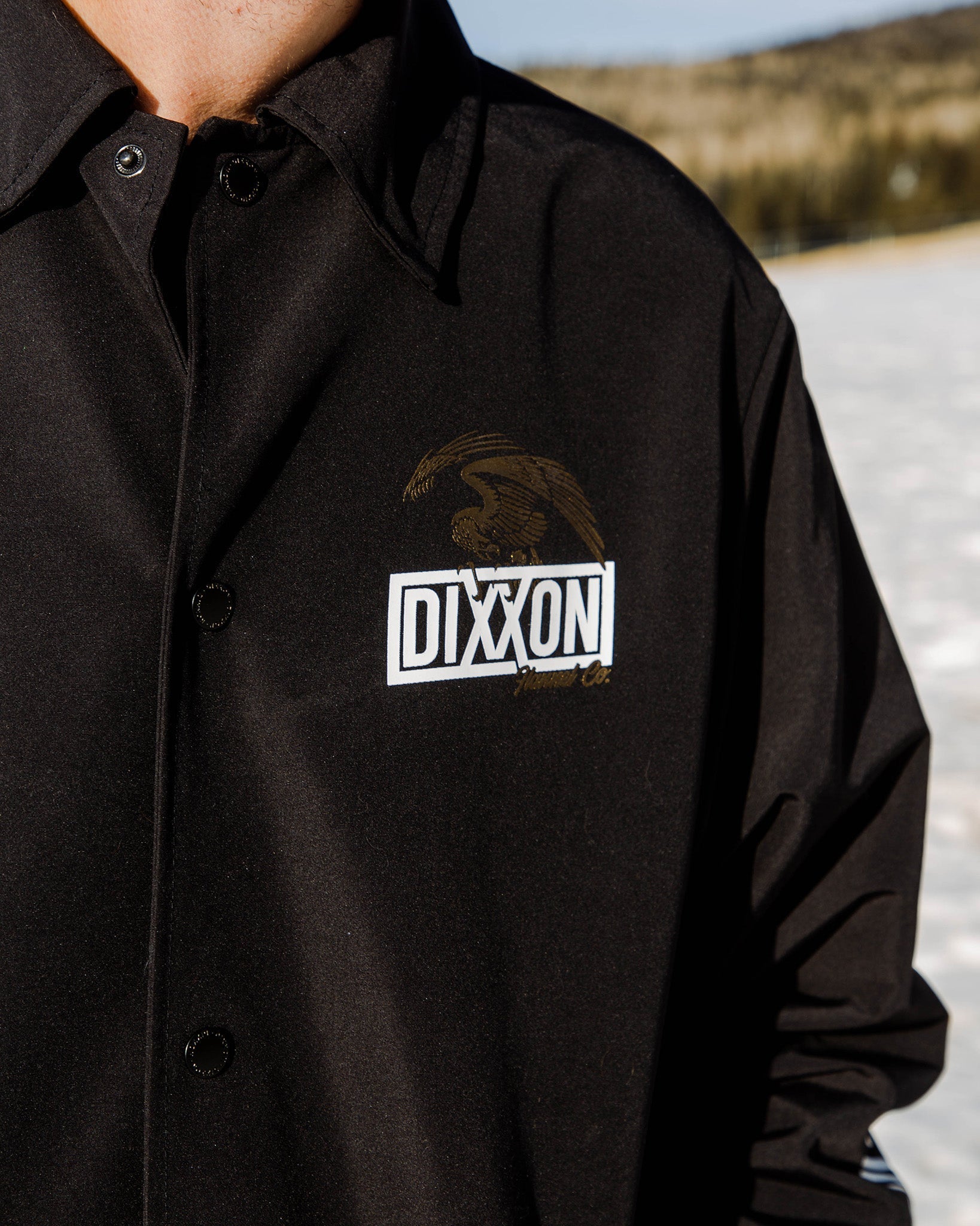 White & Gold Golden Eagle Coaches Jacket - Black