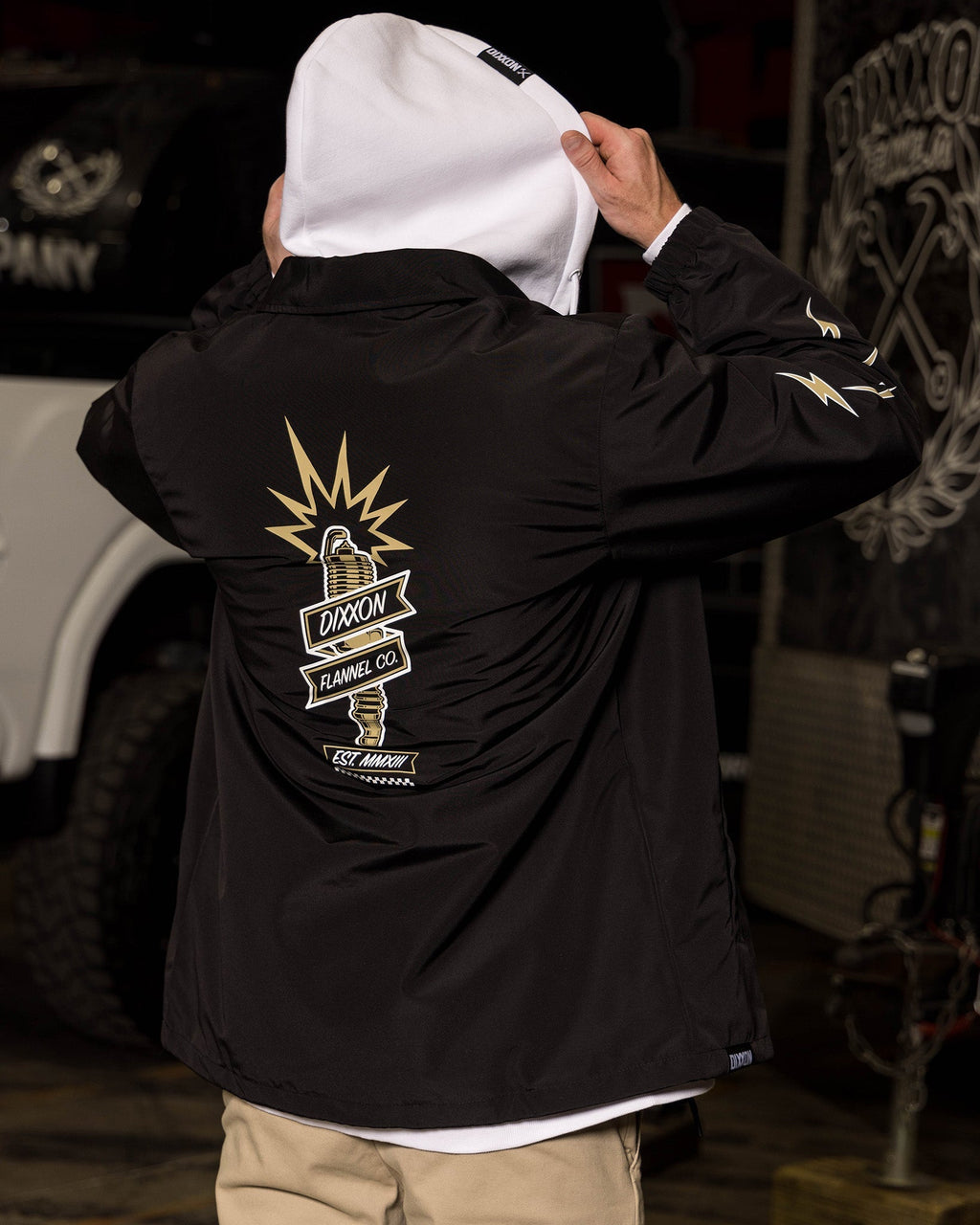 White & Gold Ignite Coaches Jacket - Black
