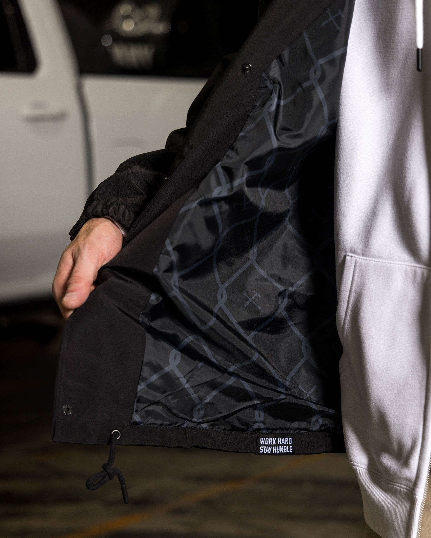 White & Gold Ignite Coaches Jacket - Black