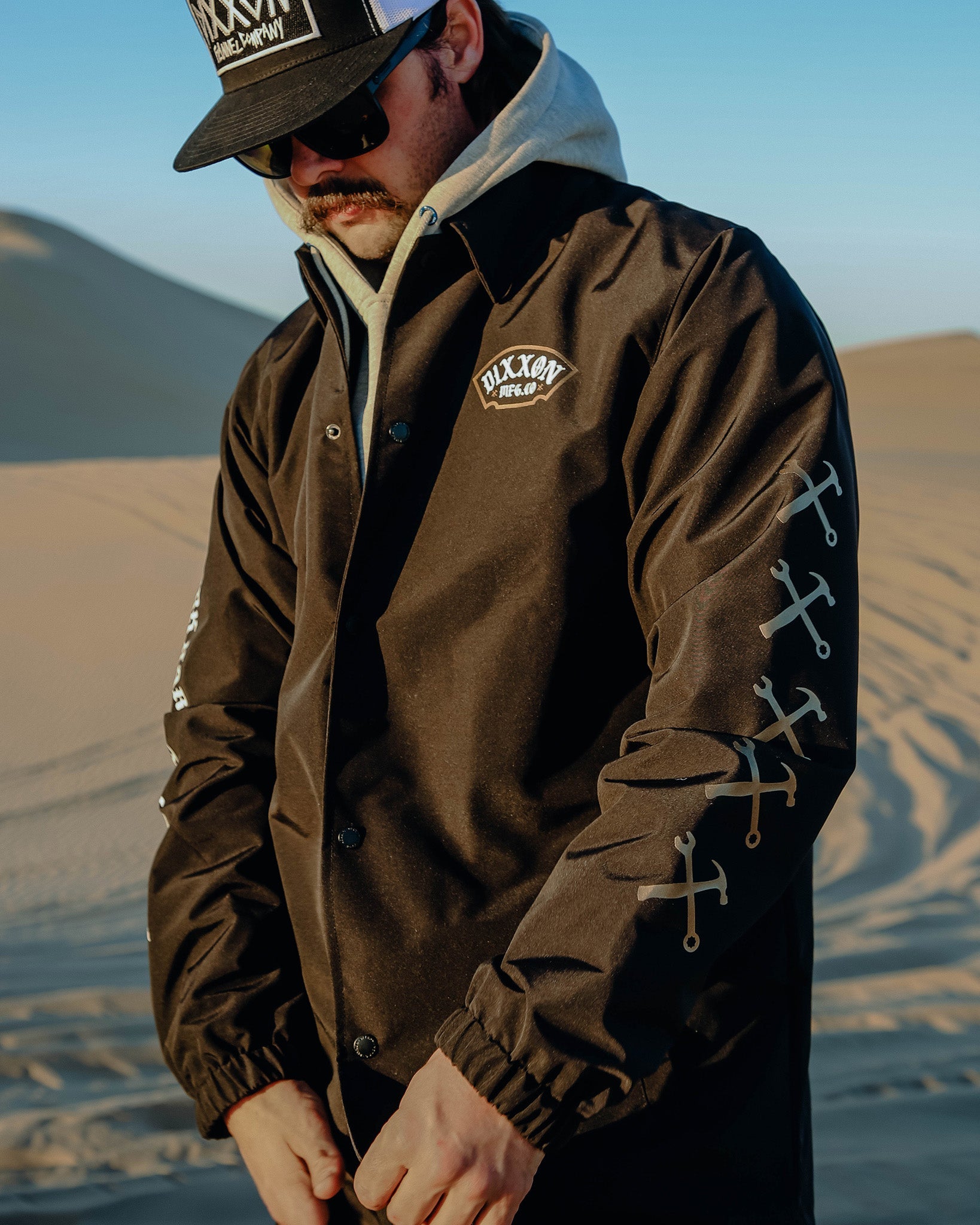 White & Gold Salty Patch Coaches Jacket - Black