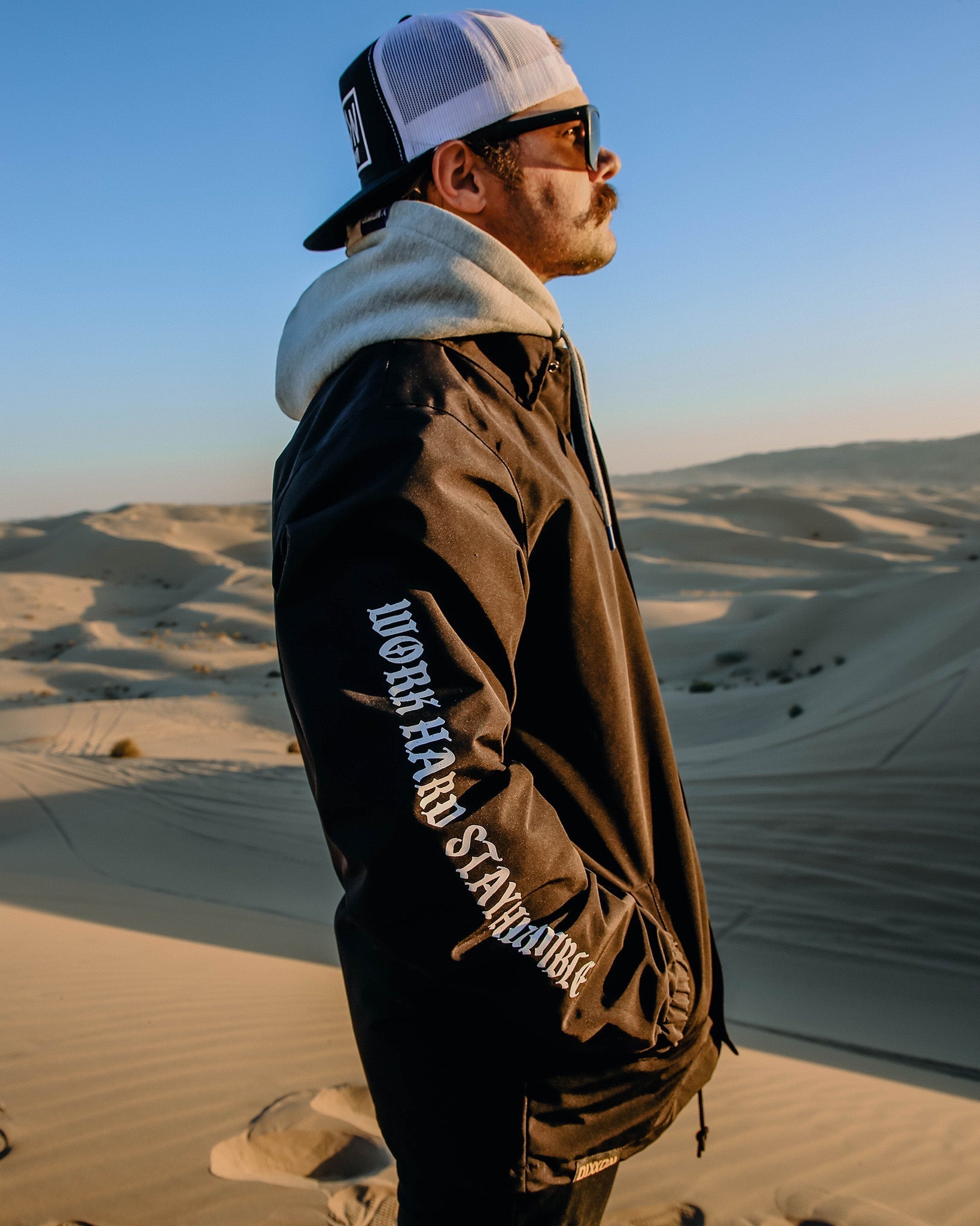 White & Gold Salty Patch Coaches Jacket - Black