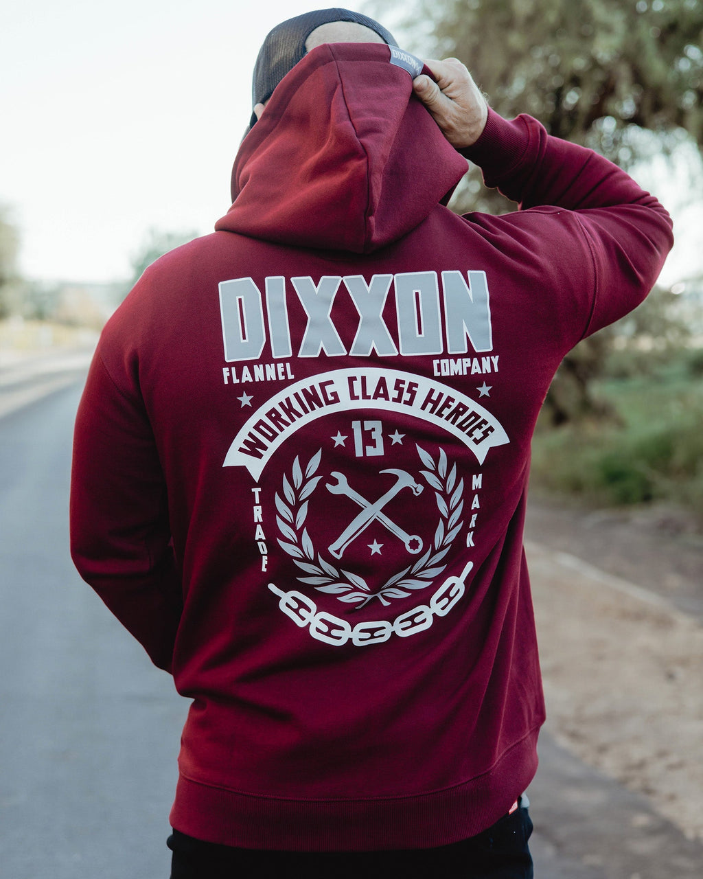 White & Gray Weld Zip Up Hoodie - Maroon