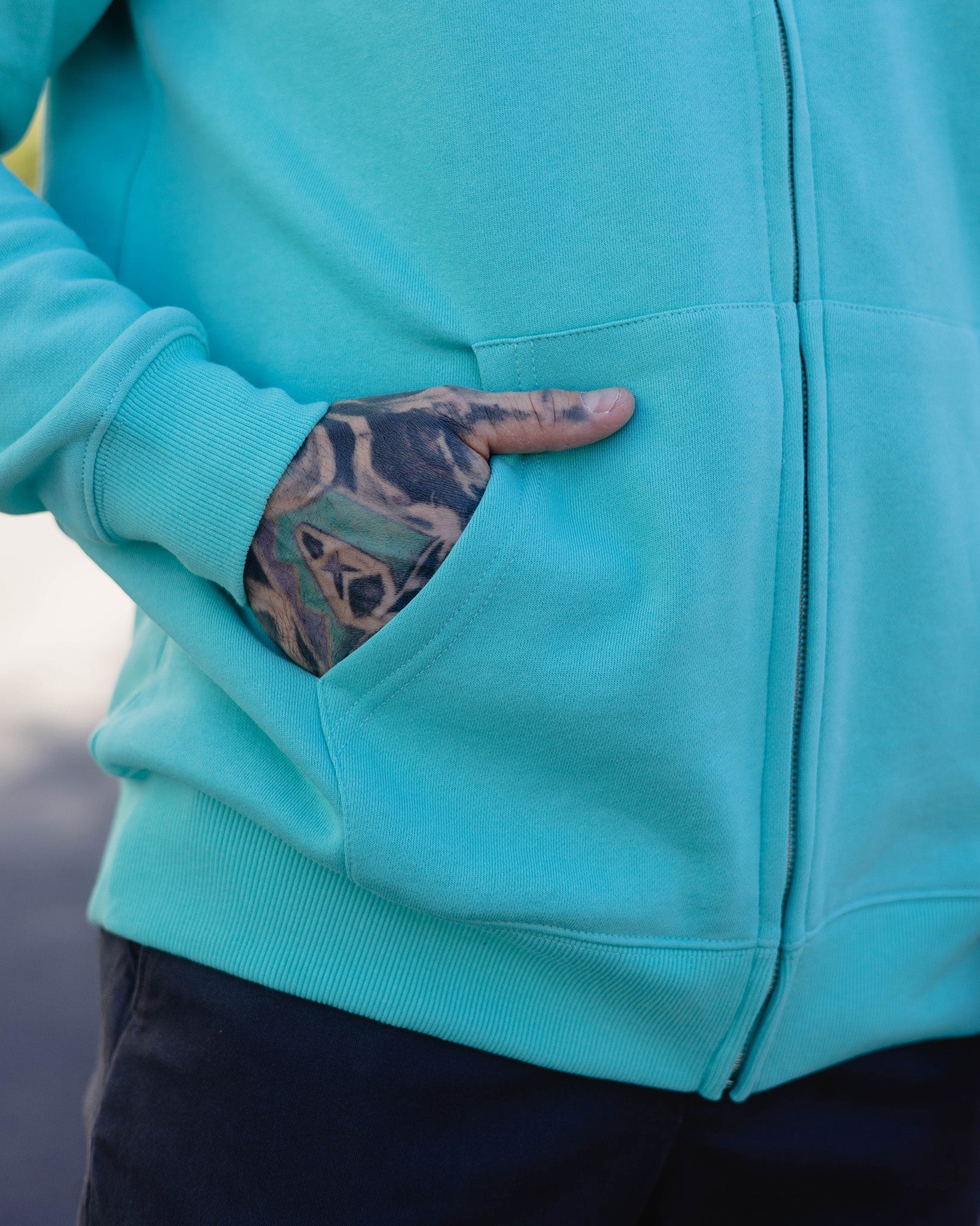 White & Gray Weld Zip Up Hoodie - Tiffany