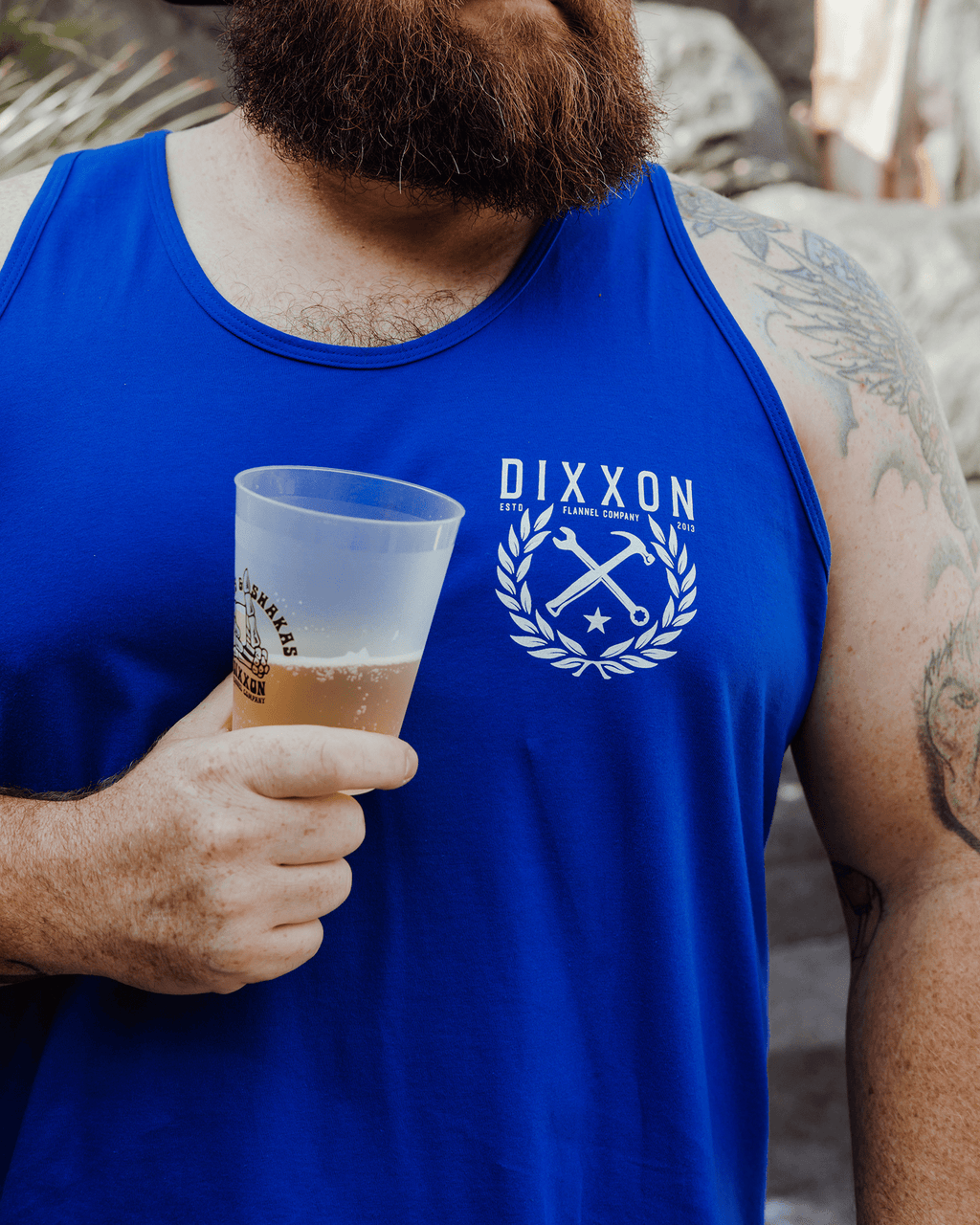 White Tradition Badge Tank - Royal Blue