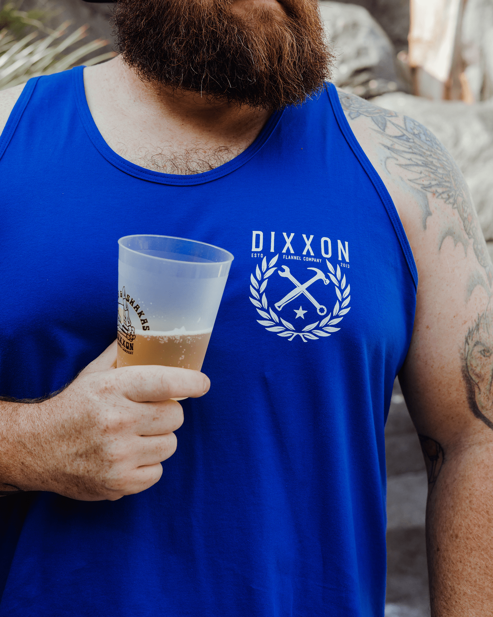 White Tradition Badge Tank - Royal Blue