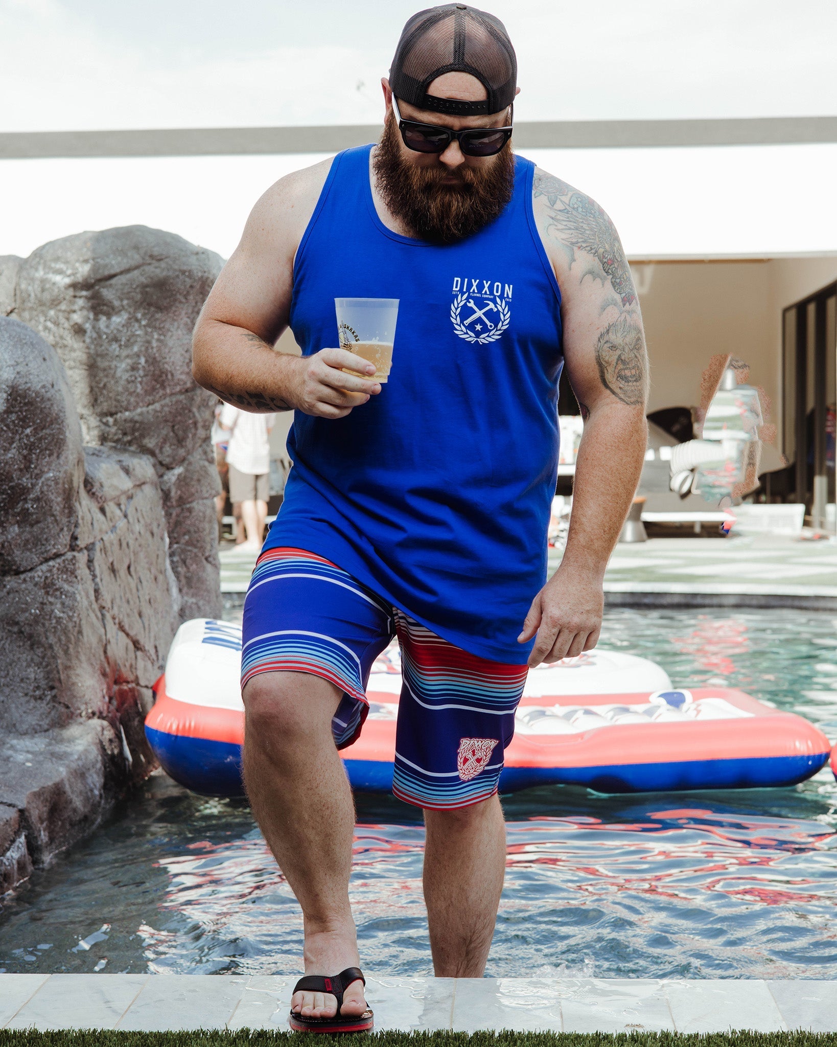 White Tradition Badge Tank - Royal Blue