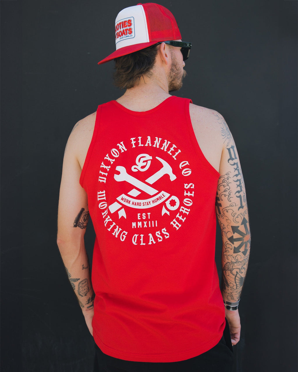 White Working Class Badge Tank - Red