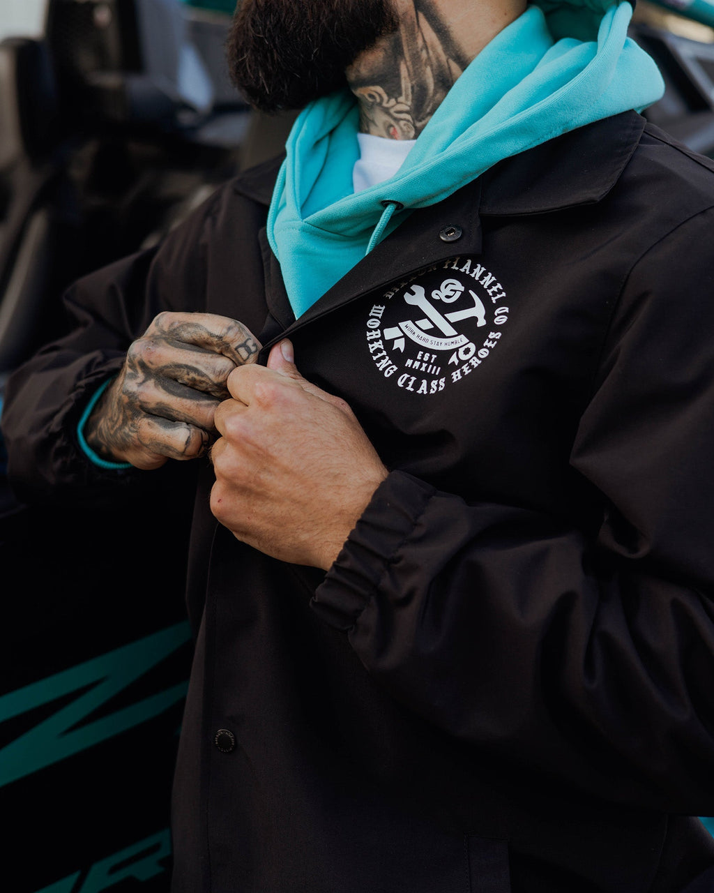 White Working Class Coaches Jacket - Black