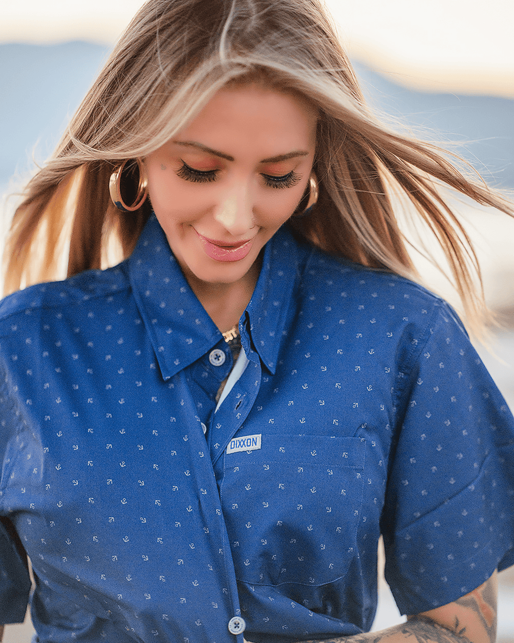 Women's Avery Party Shirt - Blue & Gray