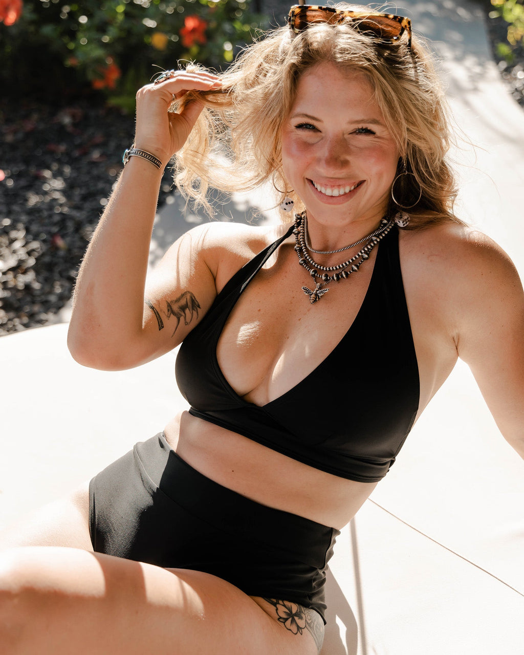 Women's Black Essential High Waisted Bikini Bottom