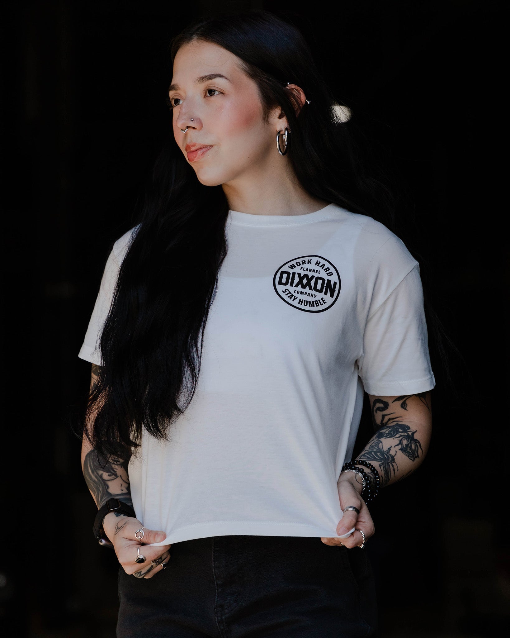 Women's Black Nuevo Corpo Crop Top - White