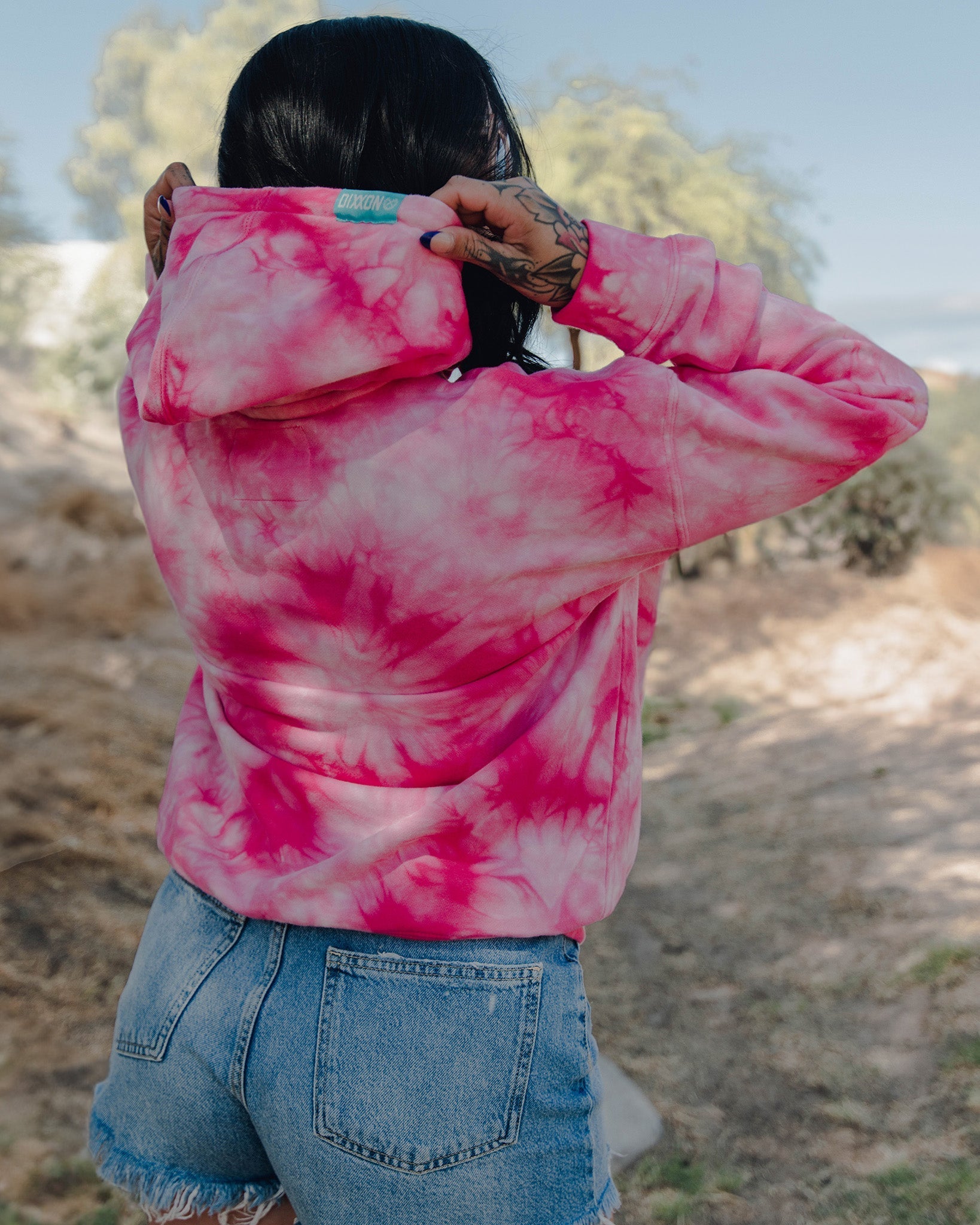 Women's Black & Tiffany Rose Tie Dye Pullover - Pink