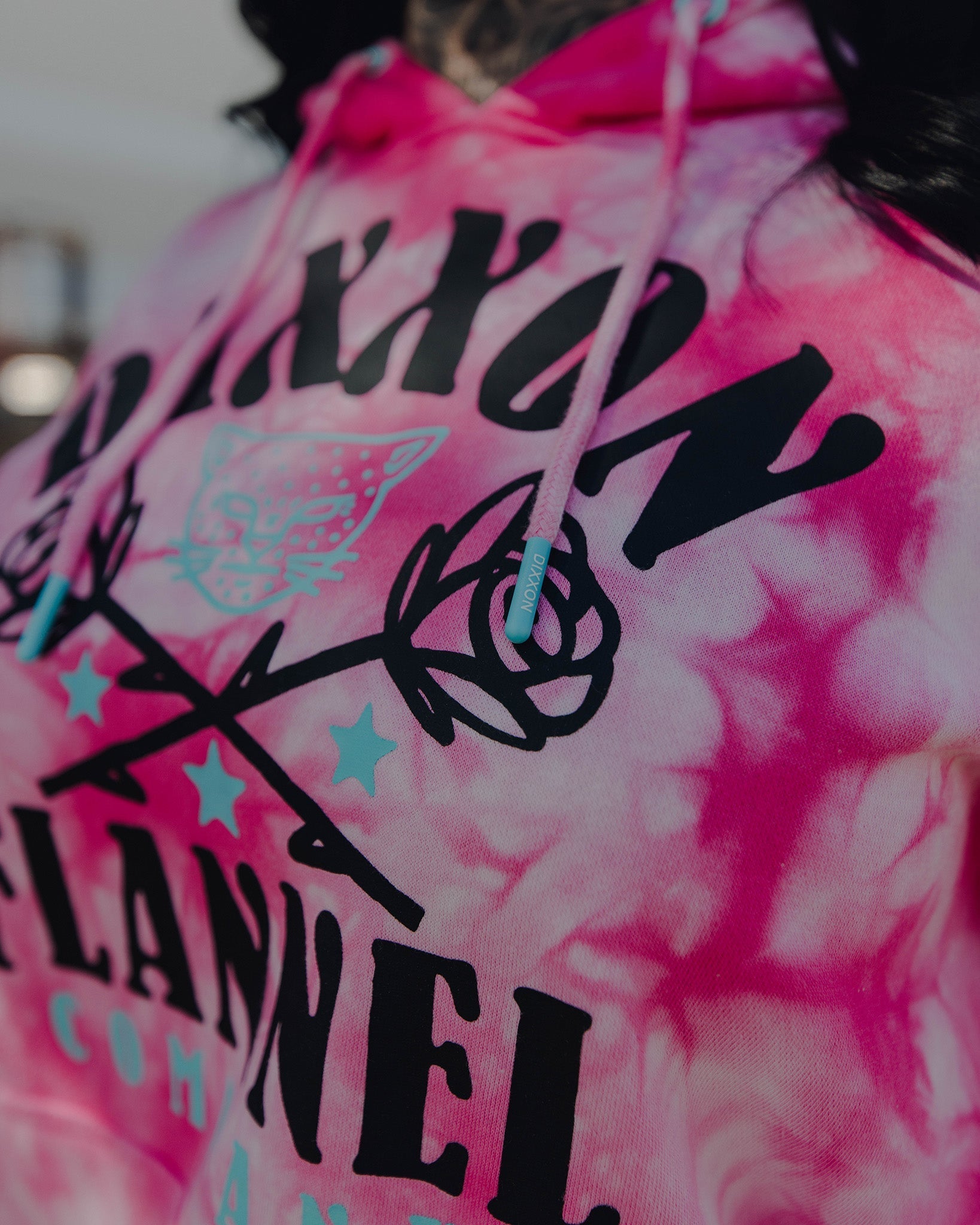 Women's Black & Tiffany Rose Tie Dye Pullover - Pink